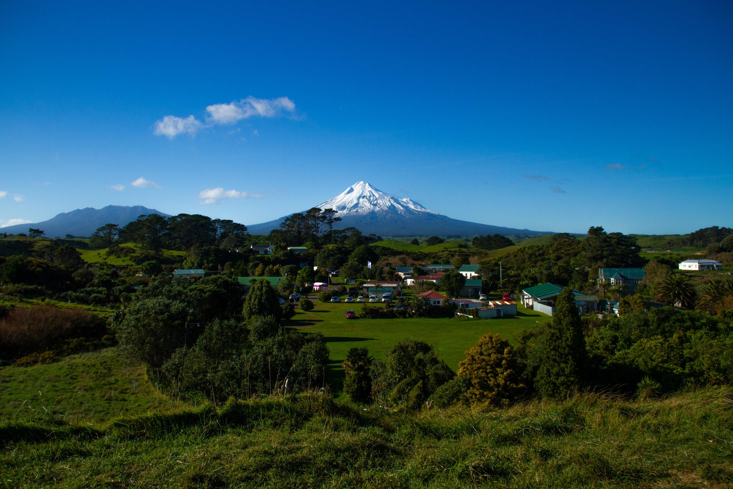 Taranaki from Pūrepo, Parihaka Pā, 2018