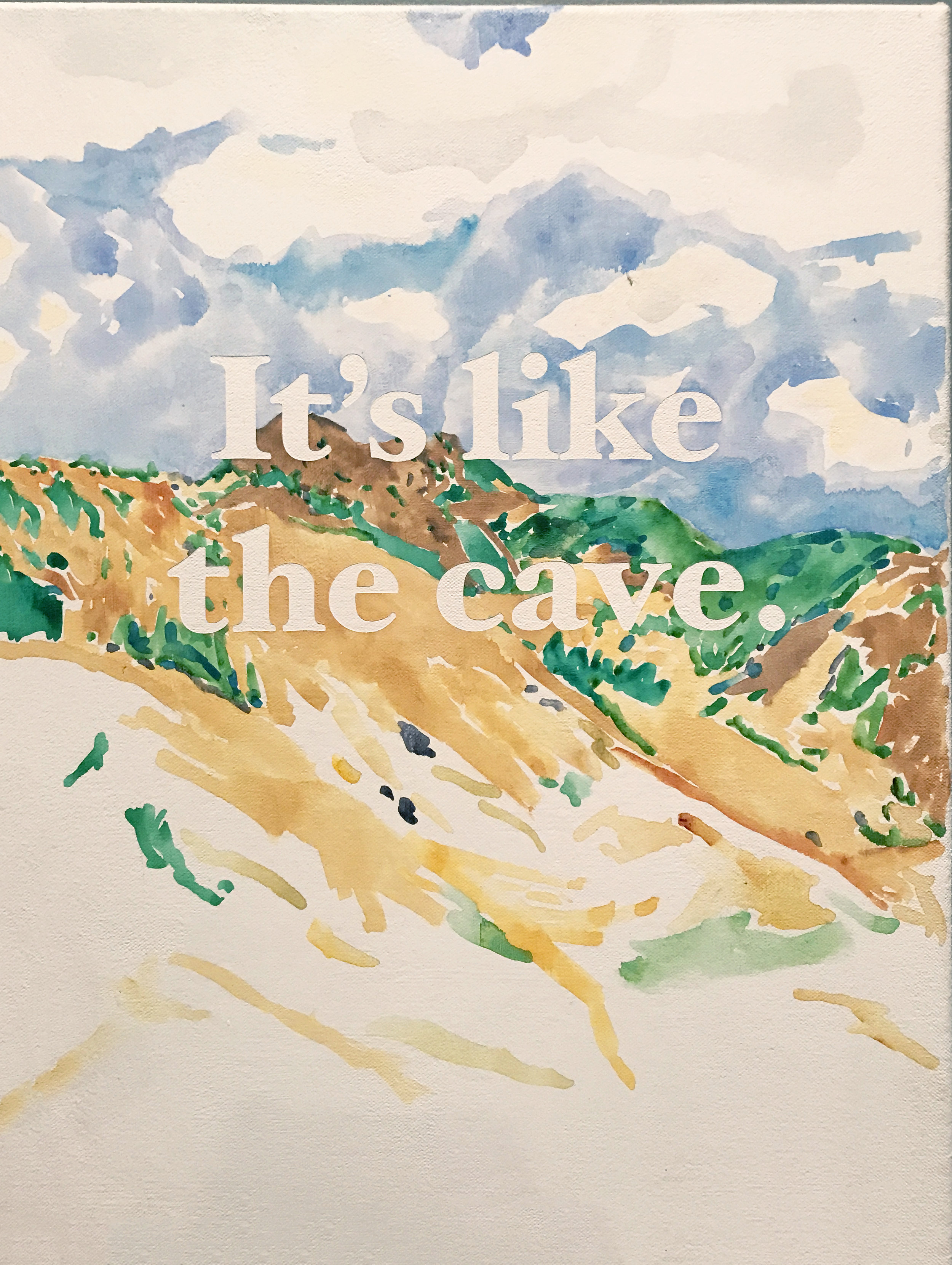 It's Like the Cave, 2008, Watercolour on gesso on canvas, 400 x 300mm