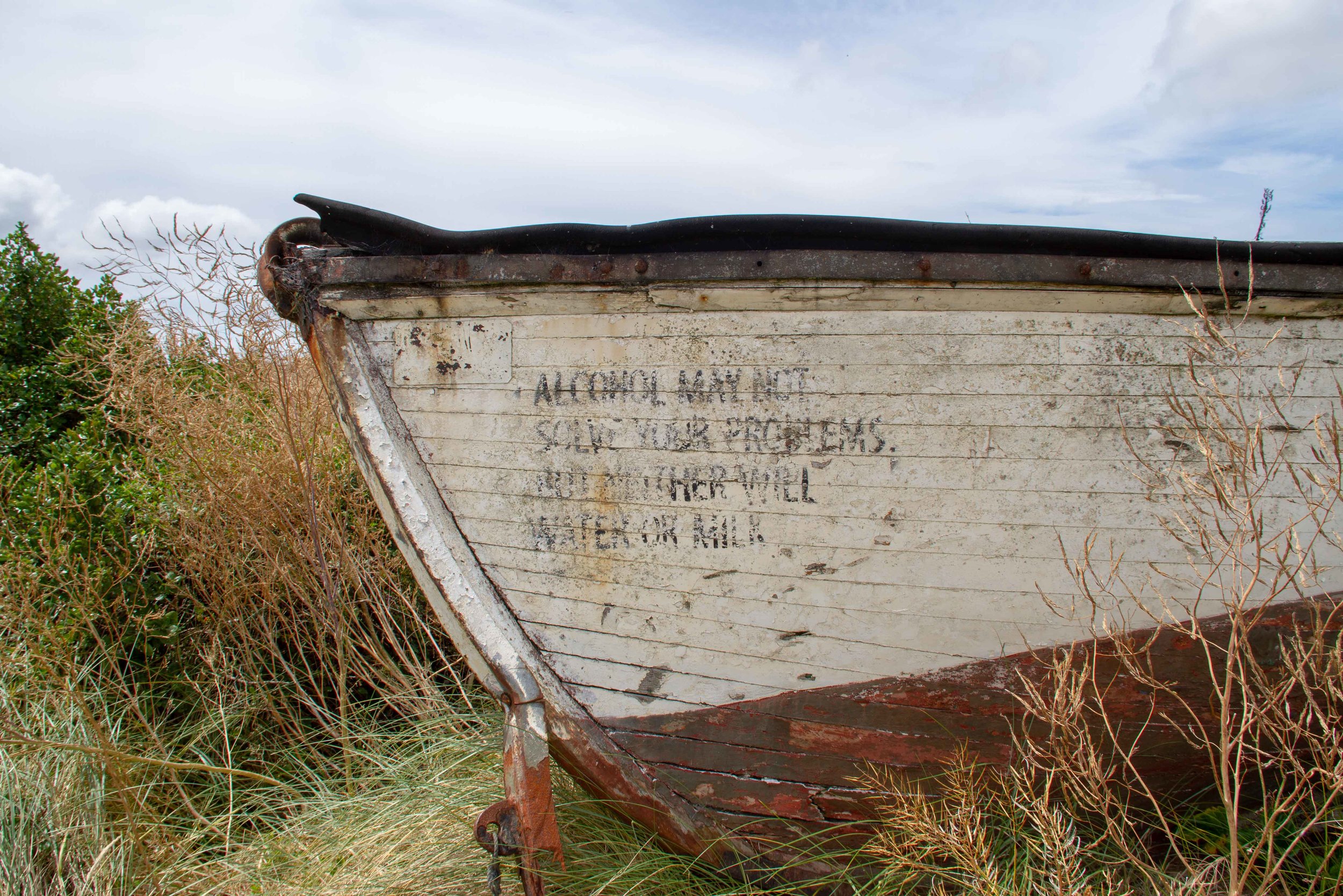 The future is looking foward #203, Message Boat, Waitangi, Wharekauri