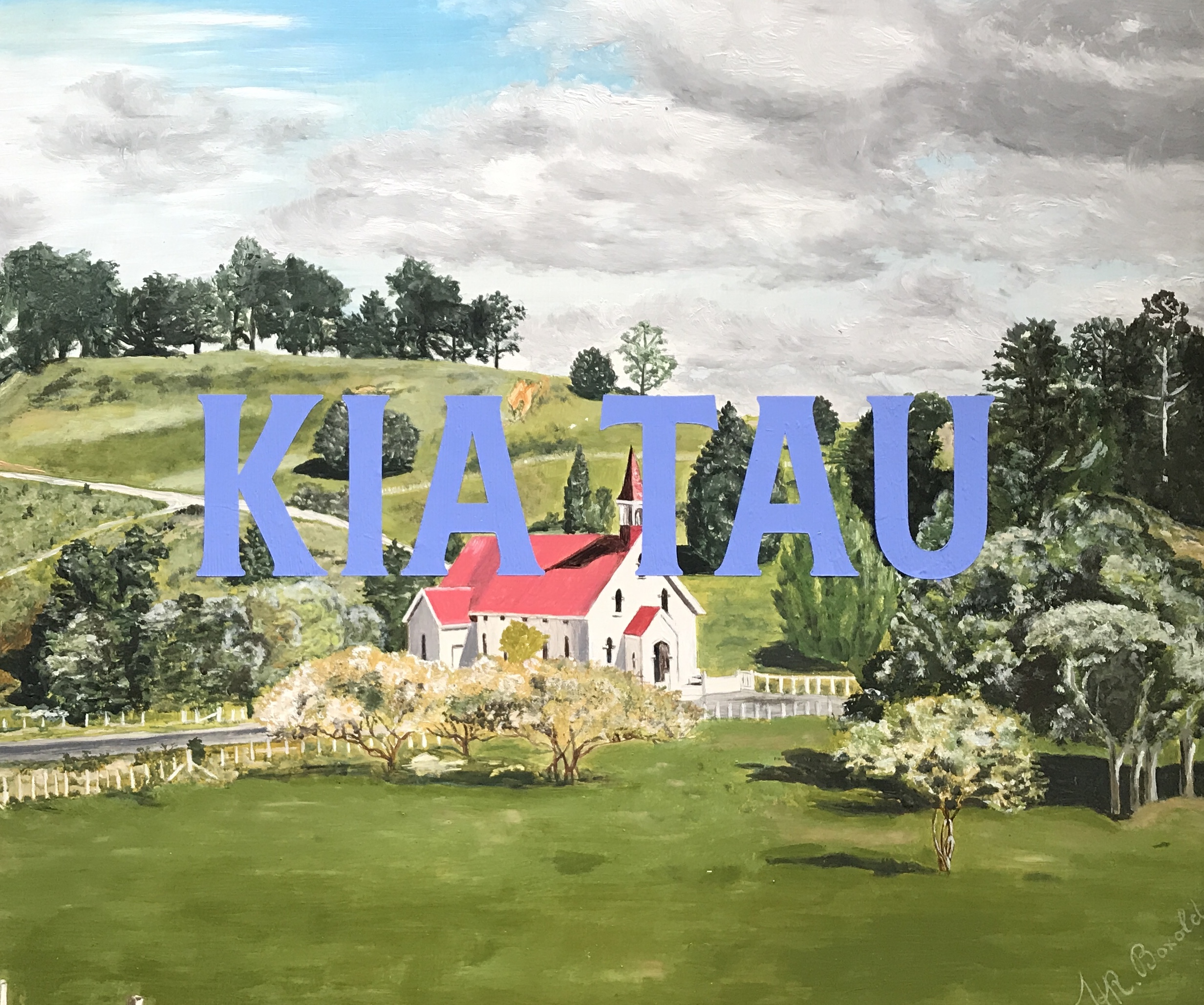 Kia Tau (Puhoi Church [of Saints Peter and Paul], with T.H.R. Boxold), 1980-2019, oil on board