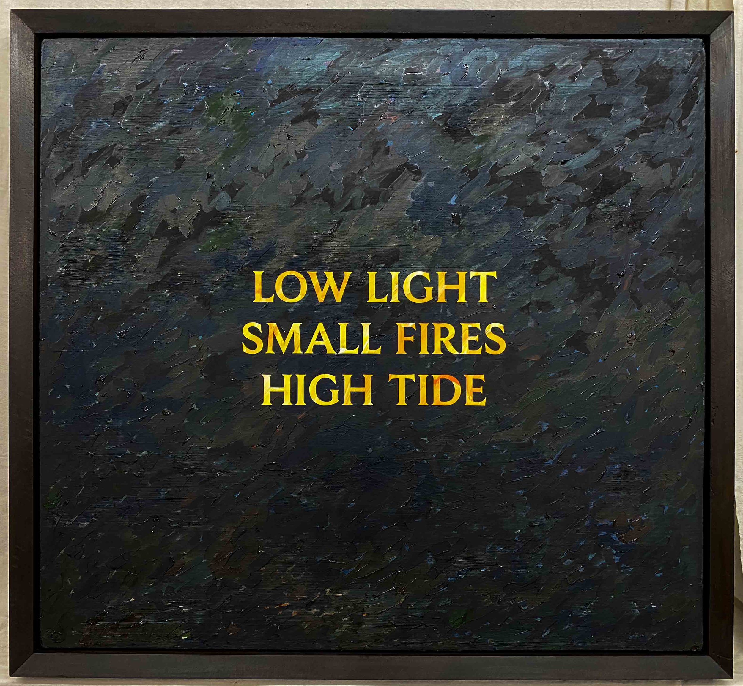 Low Light, 2021, oil and acrylic on board  600 x 650mm work (660 x 680 x 50mm Frame)