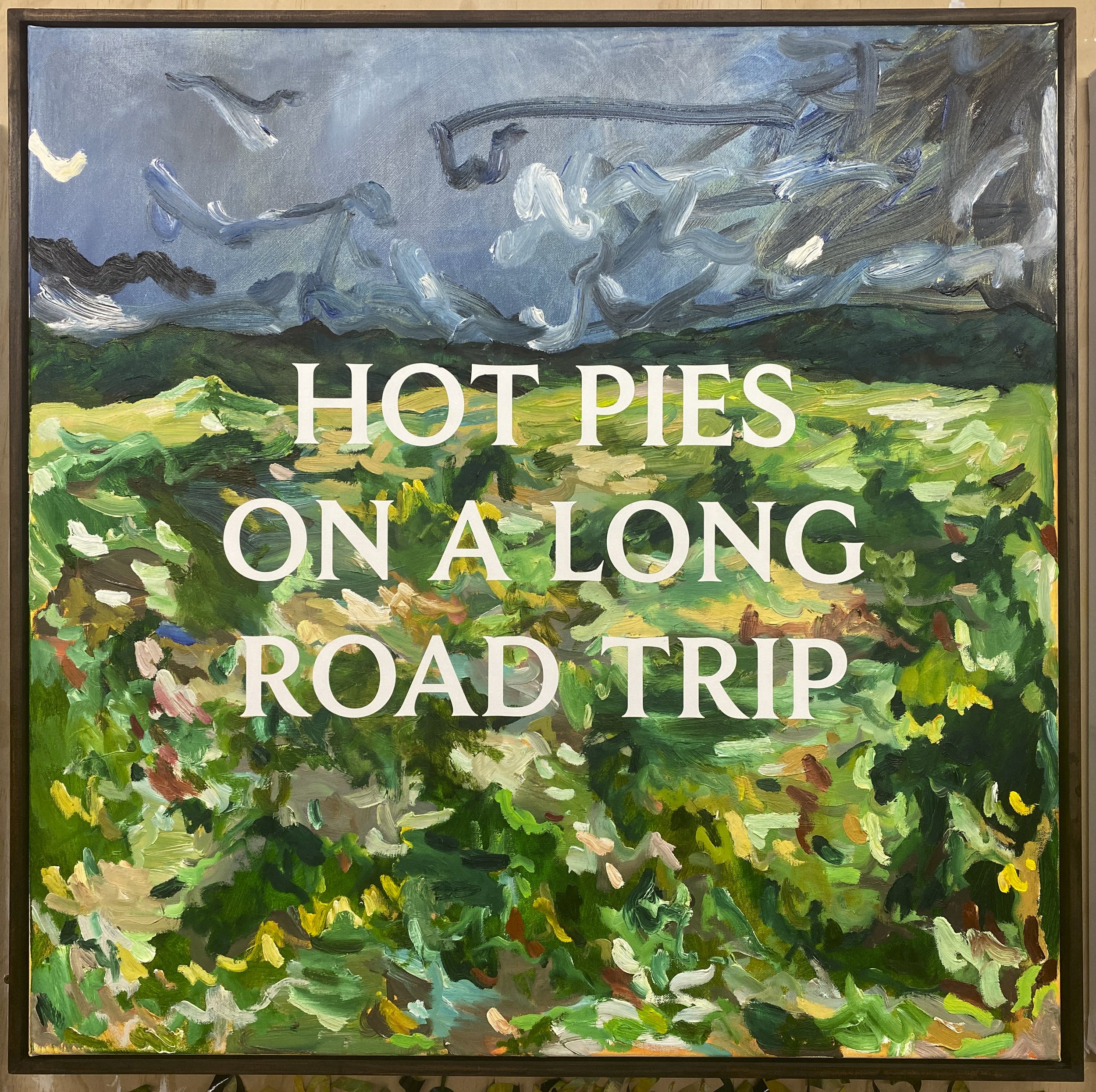 Importing Things (Hot Pies), 2023, oil on canvas, 800 x 800mm