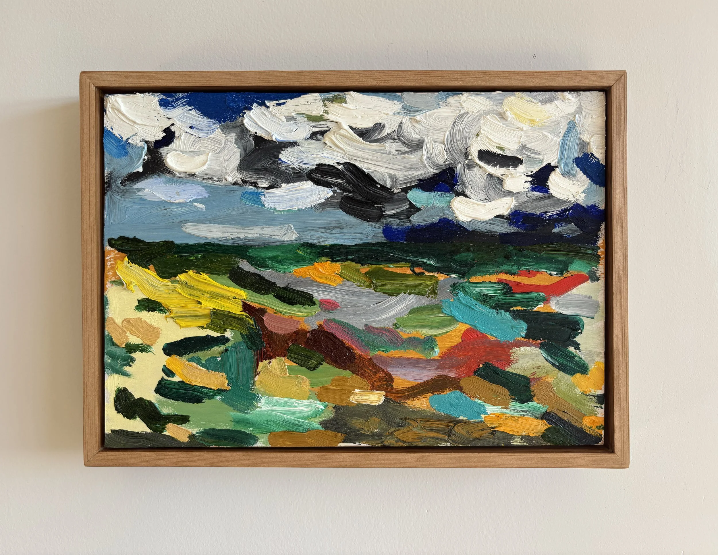 All Along, 2025, oil on board, in cedar frame, 210 x 295mm (233 x 321mm frame)