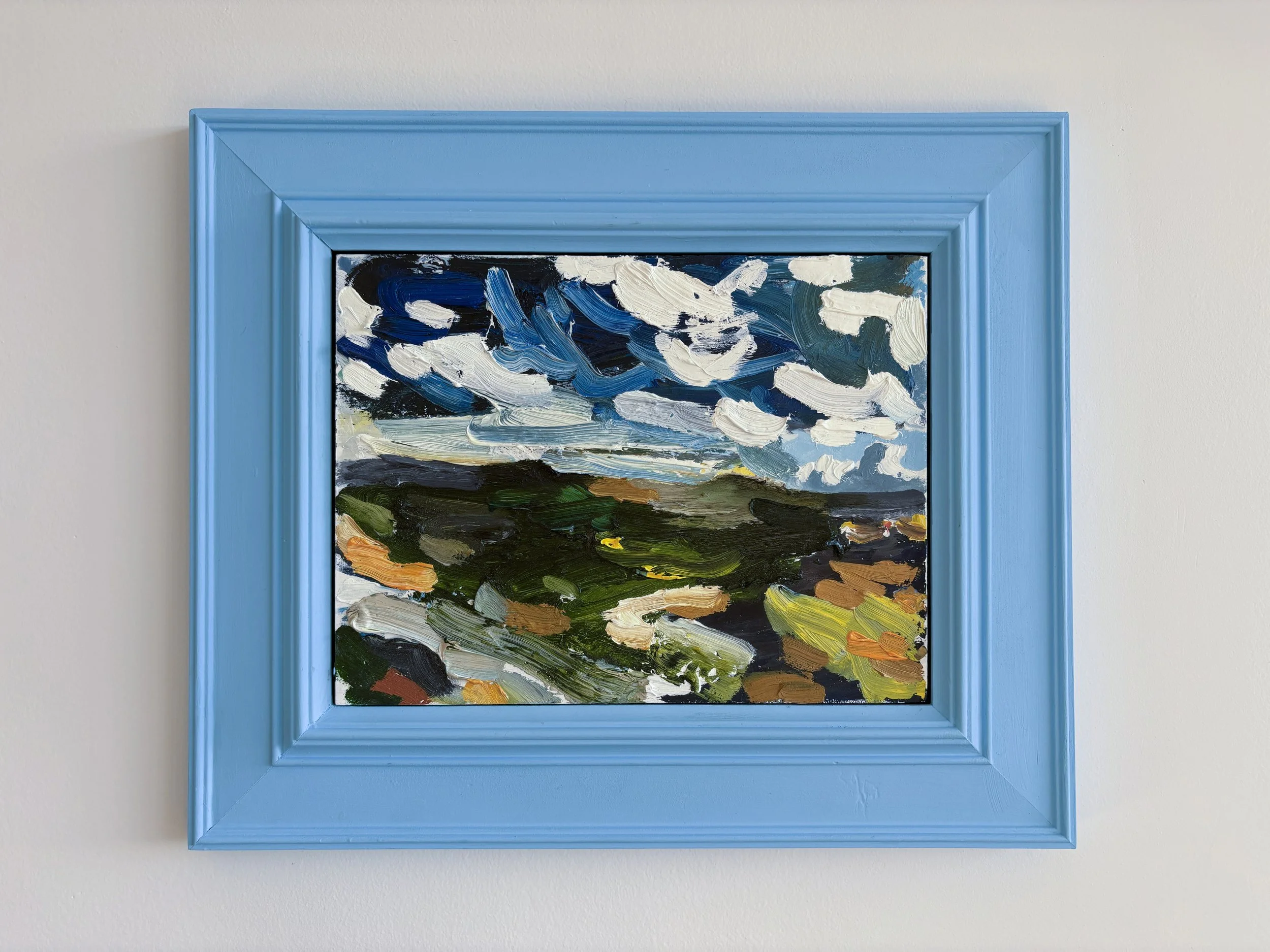 Where Are We Going?, 2025, oil on board in reclaimed frame, 204 x 267mm (340 x 400mm frame)