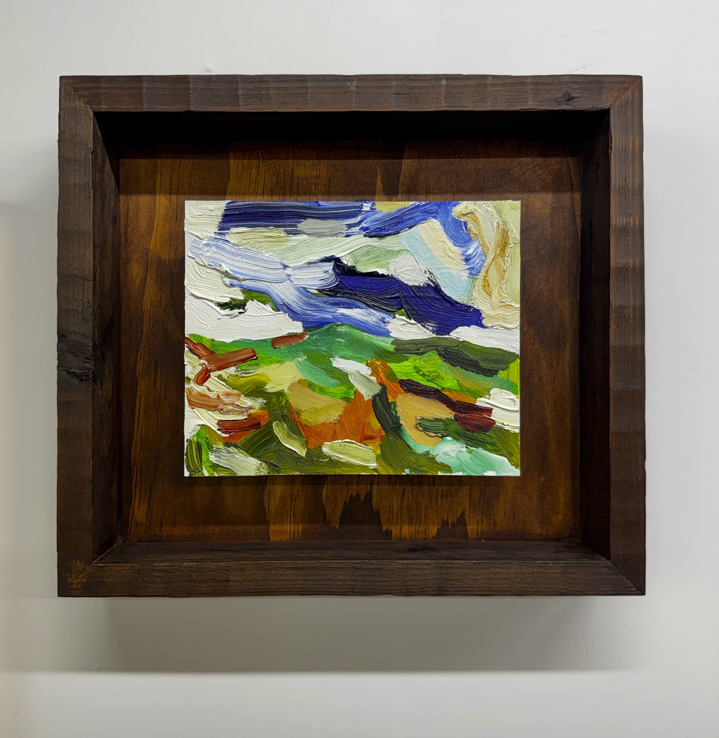 the sky tumbled to the earth, 2025, oil on board, 145 x 190mm (283 x 320 x 74mm framed)