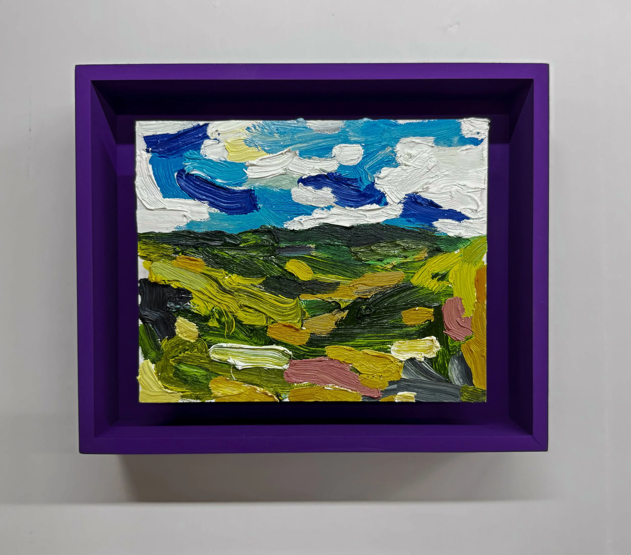 Adventures from the front door, 2025, oil on board, 165 x 205mm (225 x 275 x 60mm framed)