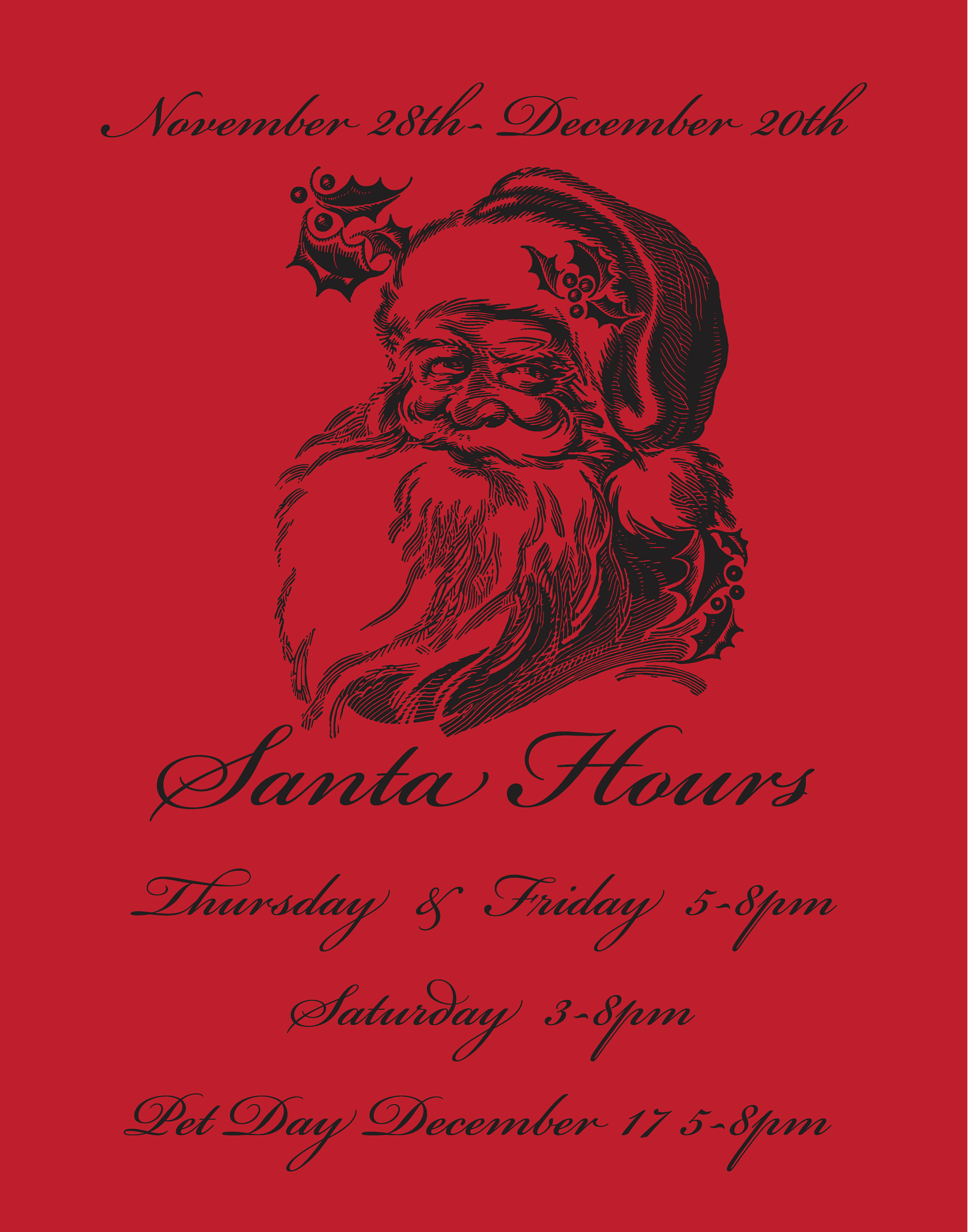 Visits with Santa: Thursday, Friday and Saturdays