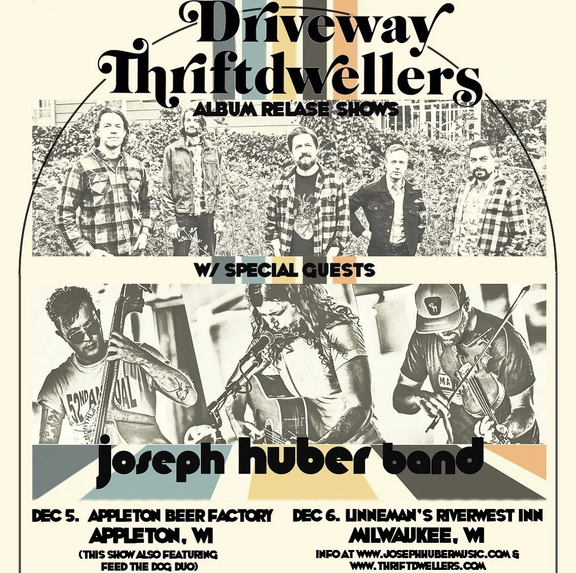 Album release shows! 

APPLETON: December 5 with @feedthedogband duo and @josephhubermusic at @appletonbeerfactory 

MILWAUKEE: December 6 with @josephhubermusic at @linnemansriverwest 

Grab the tix and help us celebrate the birth of this record. We