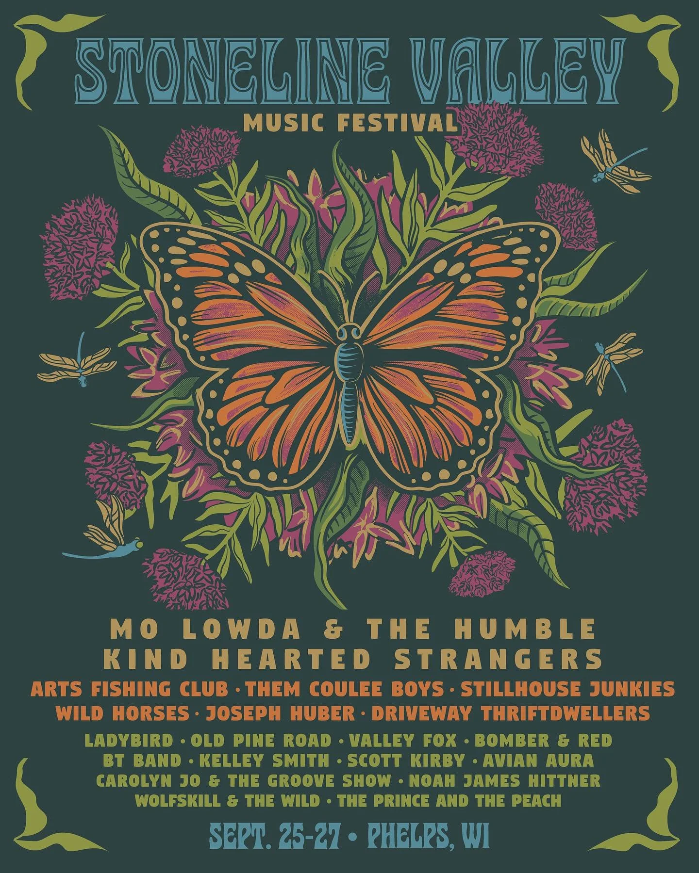 Two weeks til we join this killer lineup at @stonelinevalley! Great festival in a beautiful setting late September in the northwoods, a fine combination.