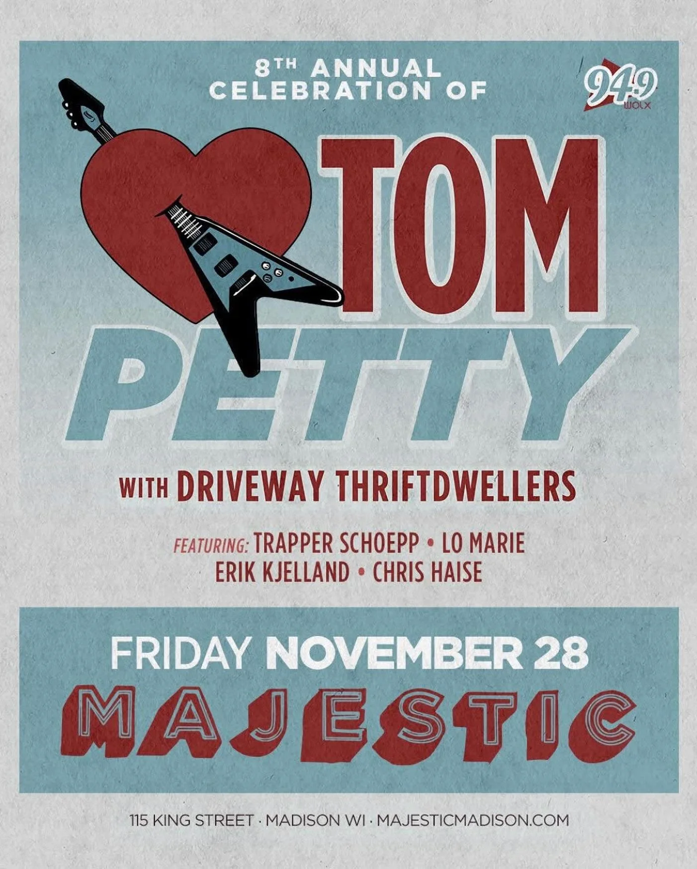 Hey there friends! Happy Thanksgiving. Tomorrow is one of our favorite days of the year - our 8th annual celebration of @tompettyofficial. We&rsquo;re thankful to be able to keep on doing this show year after year at @majesticmadison, and for you all