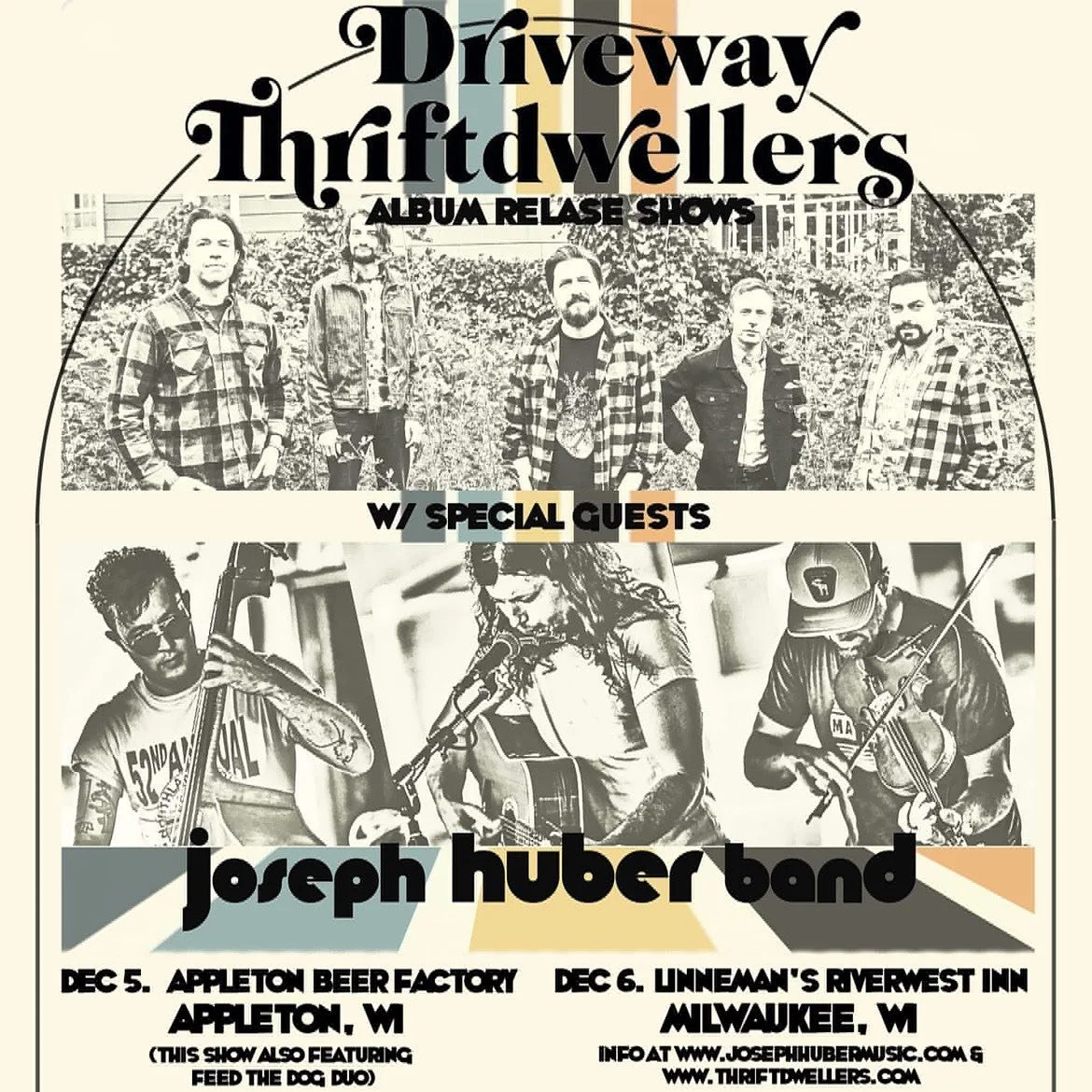 Let&rsquo;s celebrate this new album shall we!?

Friday: @appletonbeerfactory with @feedthedogband and @josephhubermusic 

Saturday: @linnemansriverwest with @josephhubermusic