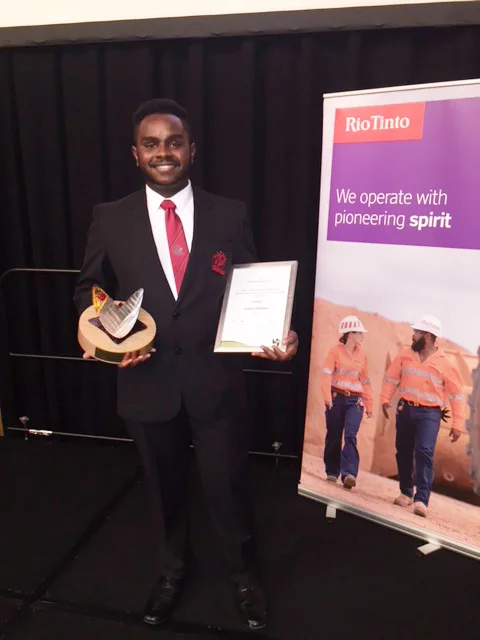 Jayden with his award