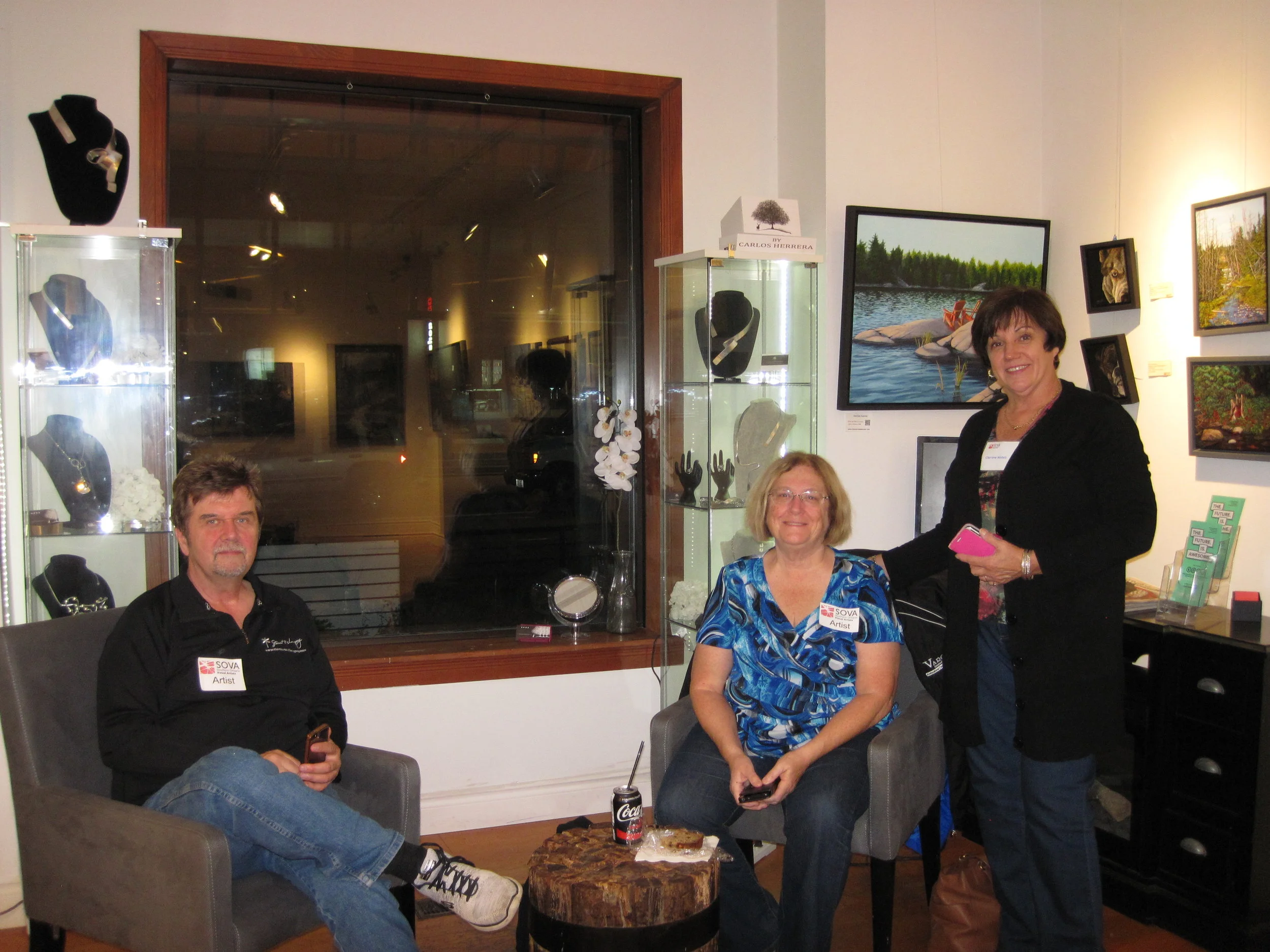  At the opening reception for the Art Square Gallery in Toronto, with fellow SOVA artists Steve Wilson, and Charlene Nickels. 