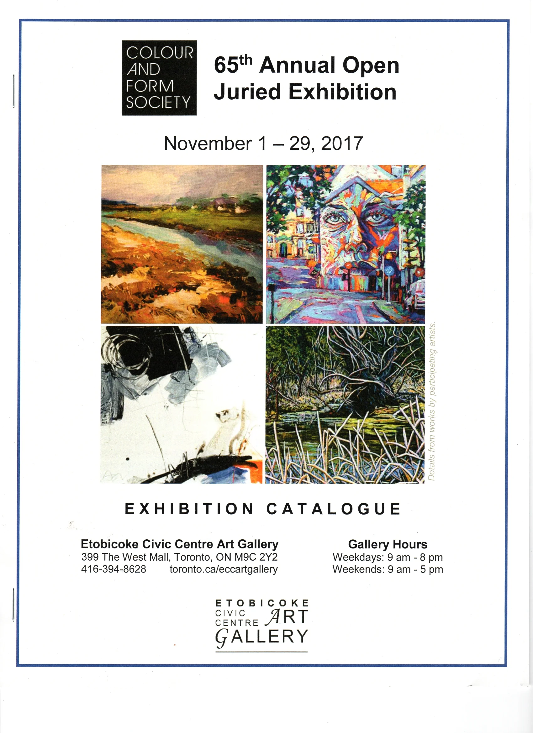 This is the front of the catalogue for the Colour and Form Society exhibition. They liked my artwork so much, they put it on their cover. Twisted Tree is the painting in the bottom right corner. :)