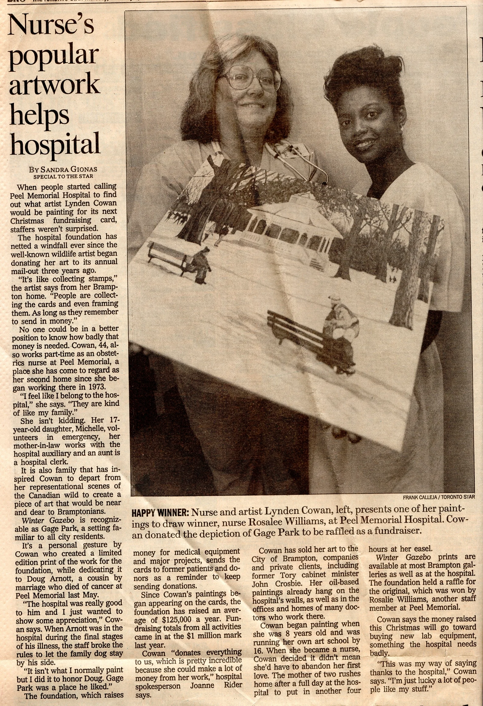 Published in the Brampton section of The Toronto Star , Thursday February 1st, 1996.