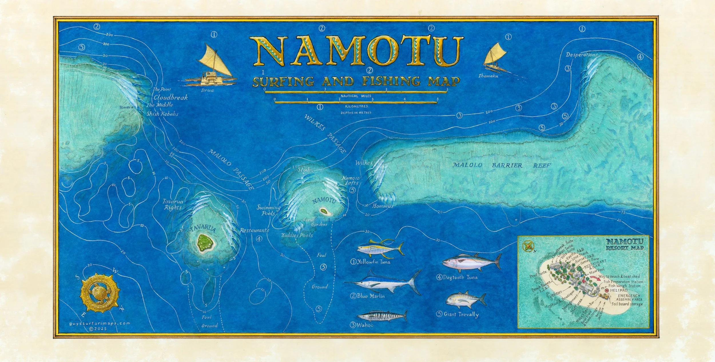 NAMOTU SURF AND FISHING MAP