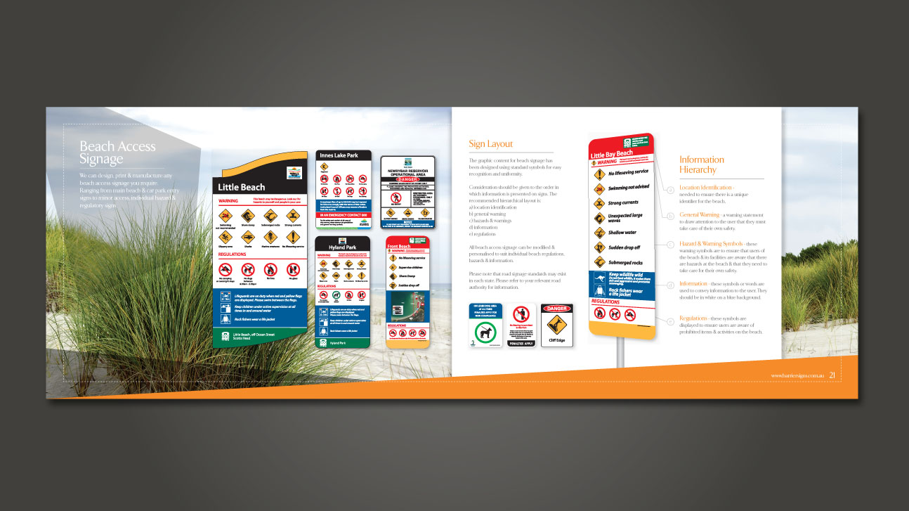 Barrier Signs | Interpretive & Wayfinding Catalogue (Internal Pages 20-21)
