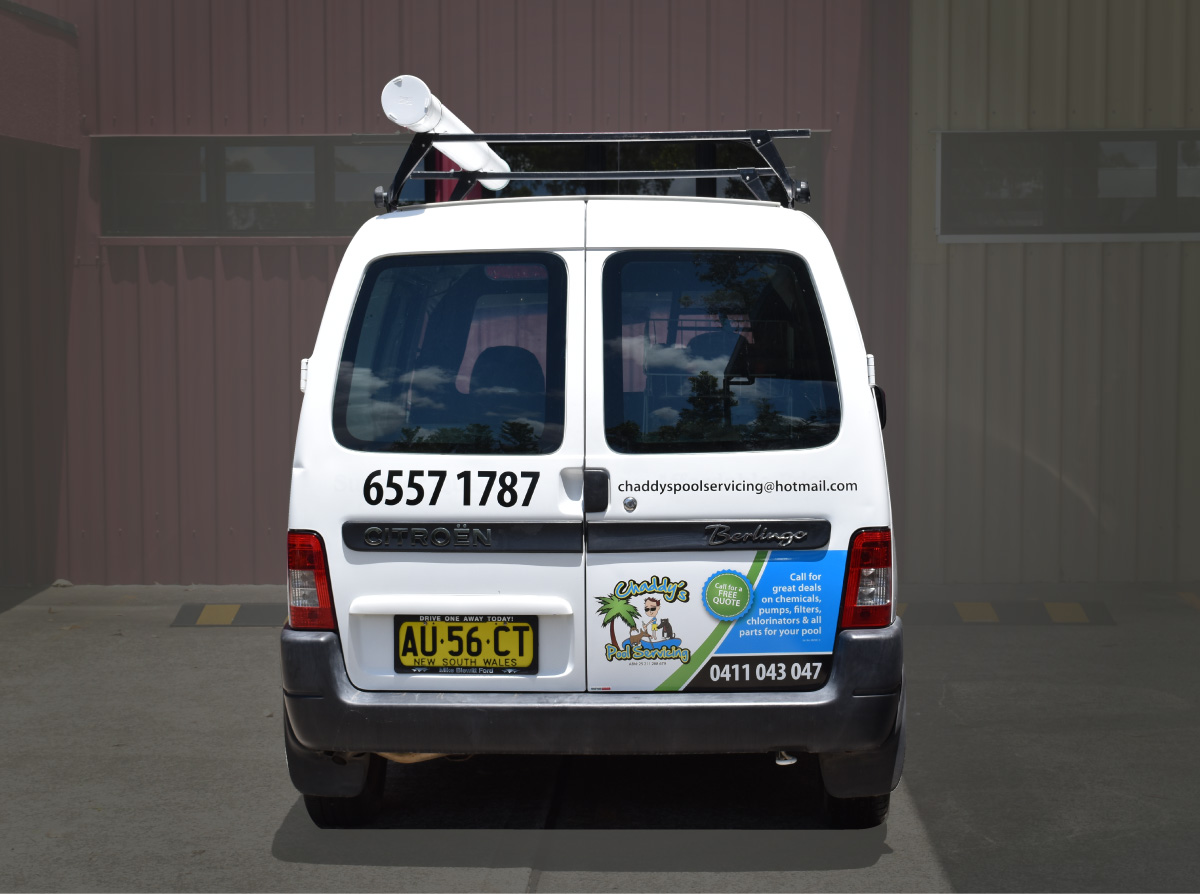 Chaddy's Pool Servicing | Van (Rearview)