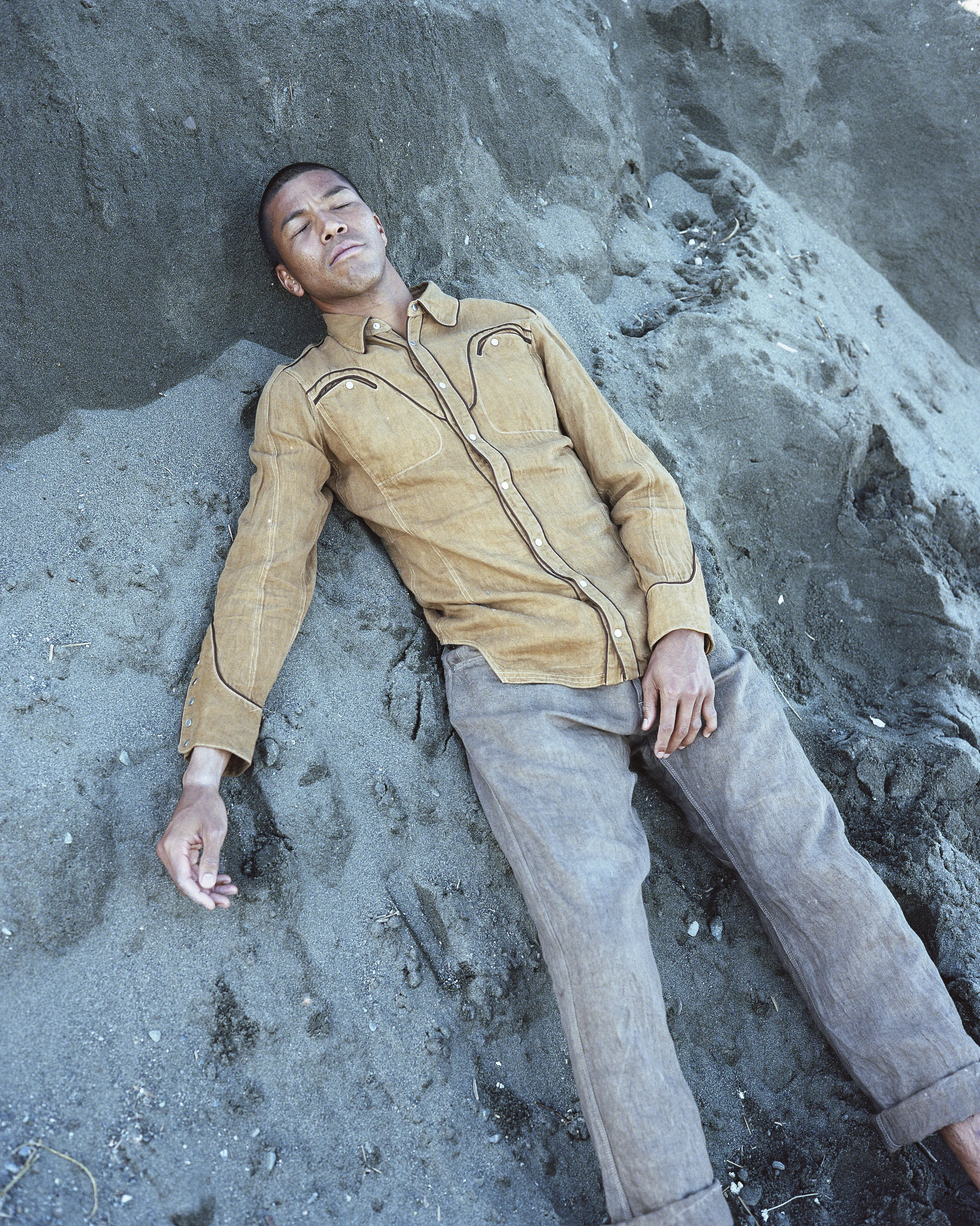Mud-dyed western shirt and linen denim pants 7 |泥染めウエスタンシャツ&リネンデニムパンツ3