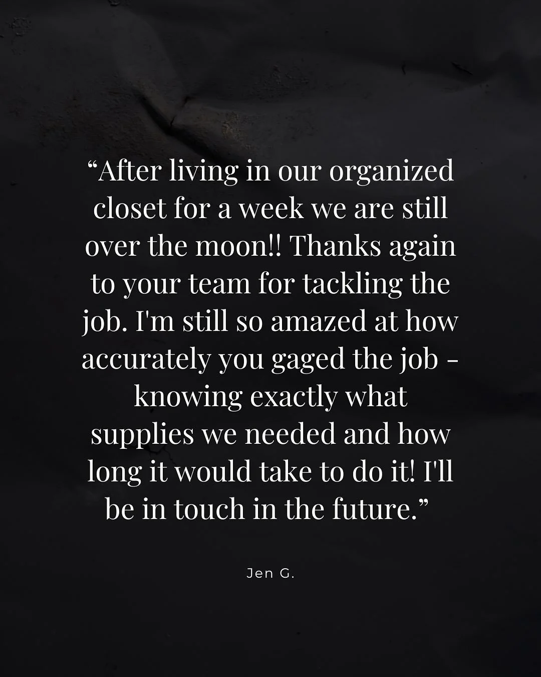 Feeling grateful for this kind note from a recent client ☁️ We helped her completely transform her closet&mdash;editing down what no longer served her, adding extra custom shelving for better storage, and installing creative pull-outs for shoes and a