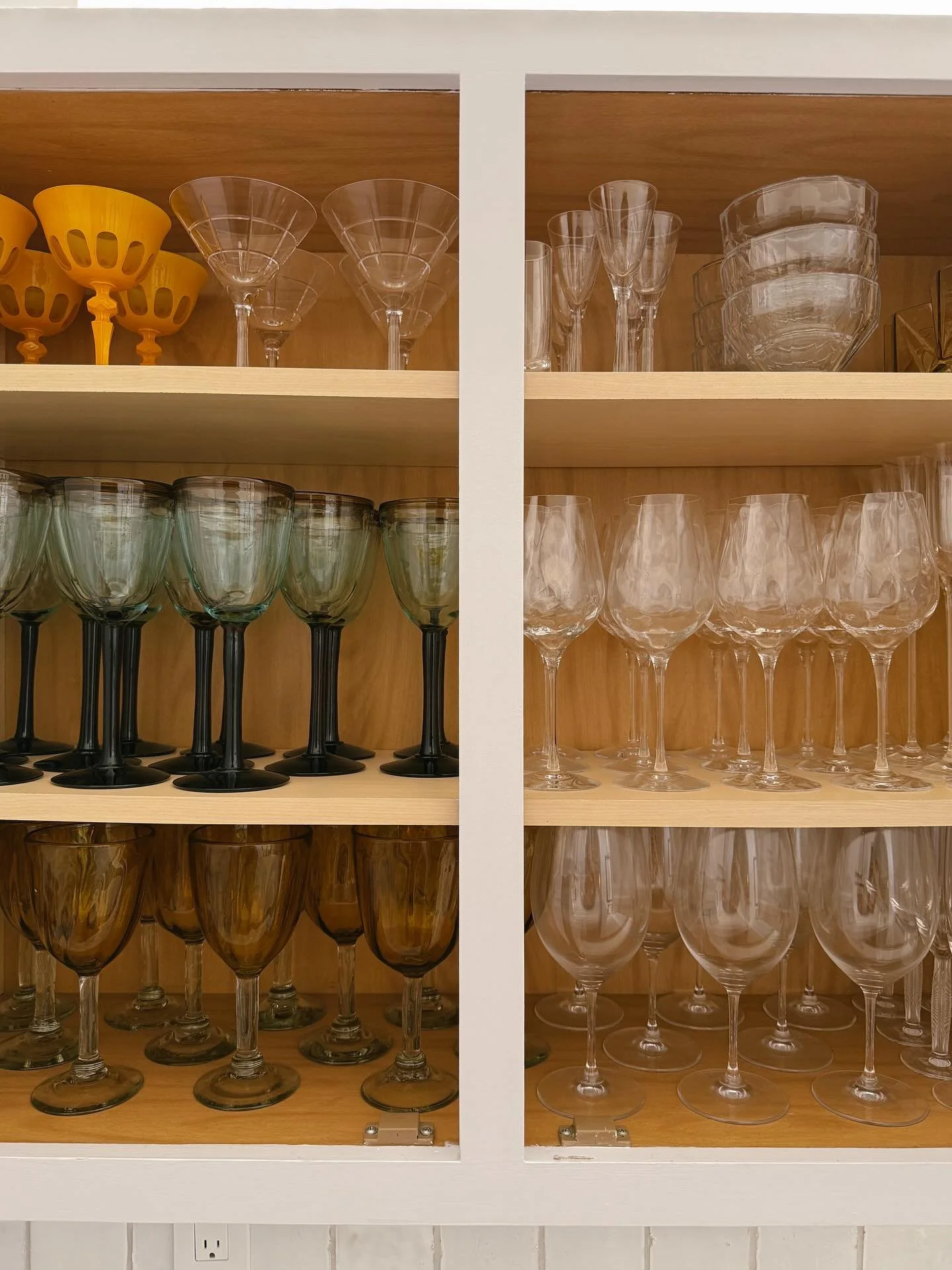 Scenes from a move-in. 🏡

1. Glassware, sorted
2. When you have an IKEA kitchen, it&rsquo;s best to trek to IKEA to get the specific angled bamboo dividers that fit perfectly
3. Tension dividers also are chic and useful 
4. Folded dish towels are al