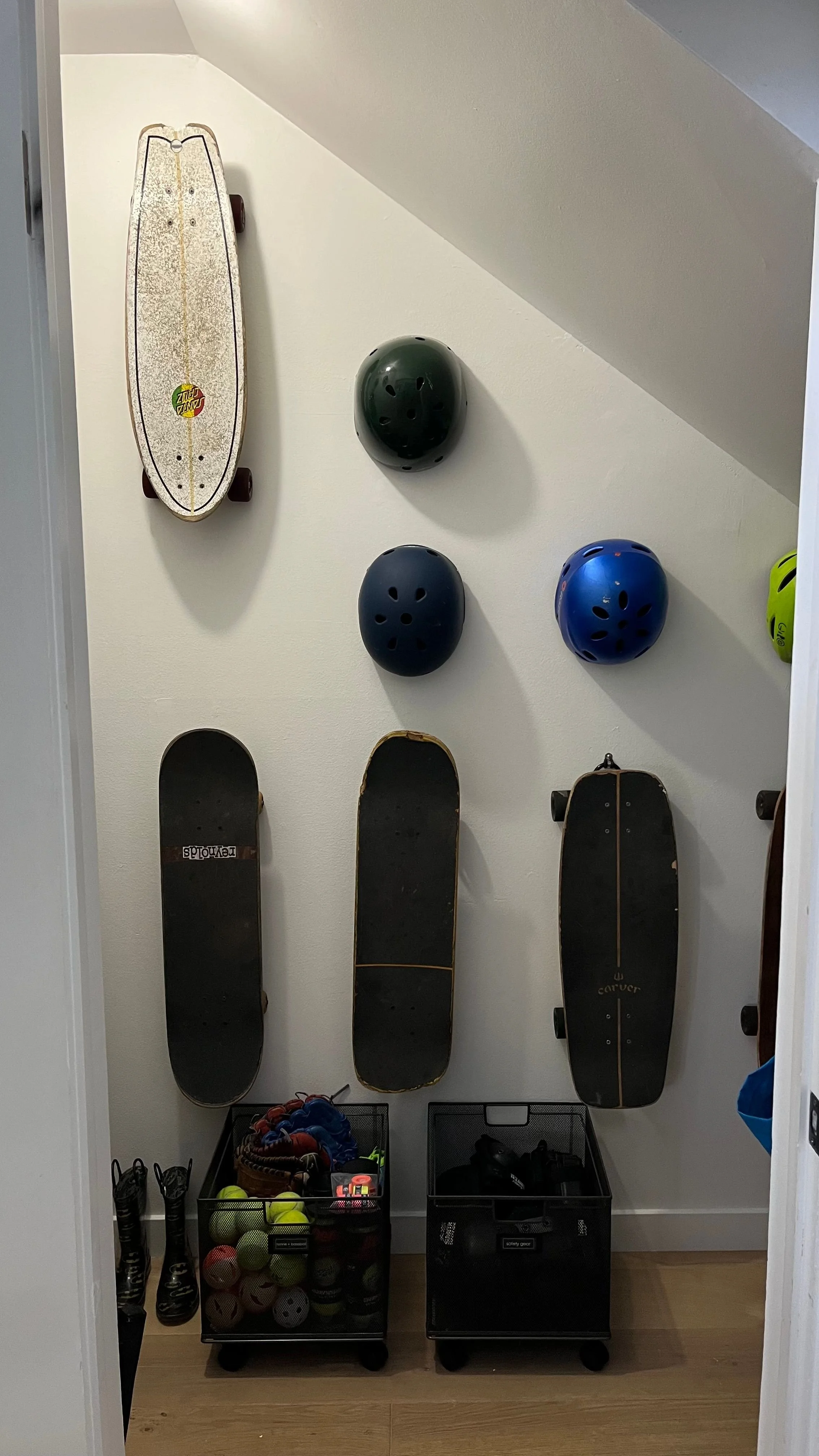 organizing kids sports gear space camp