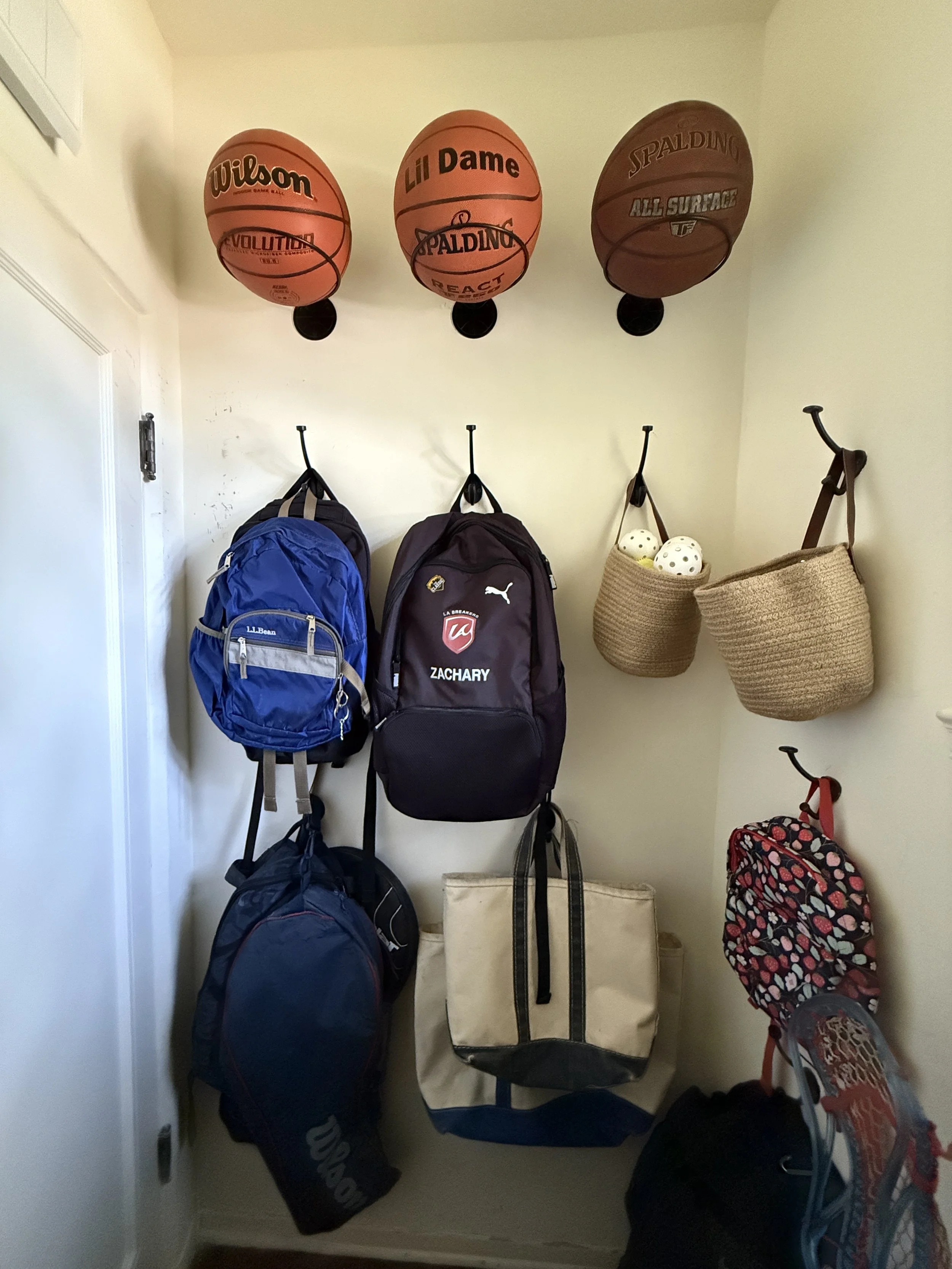 organizing kids sports gear space camp