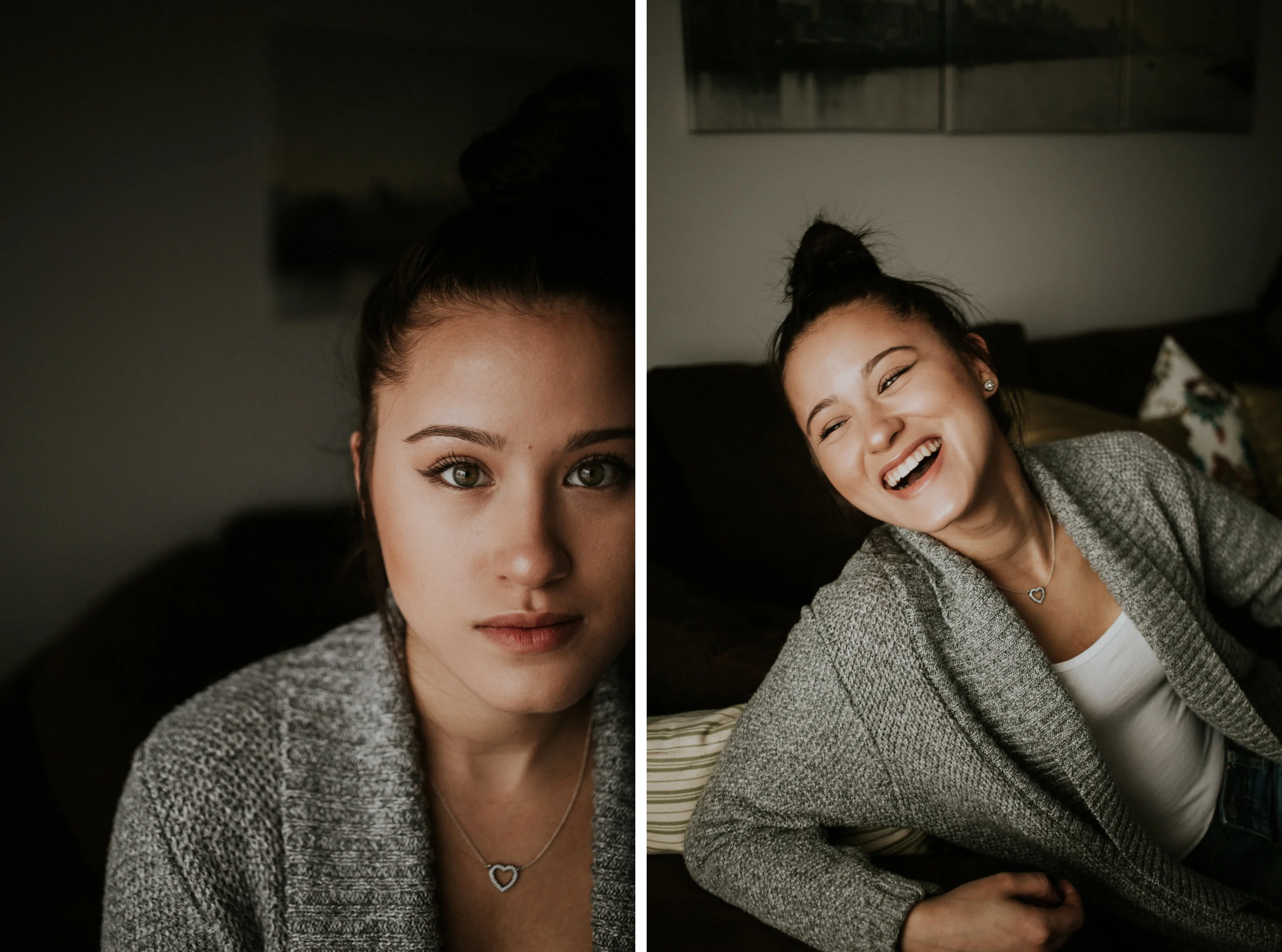 girl smiling for in home photo session
