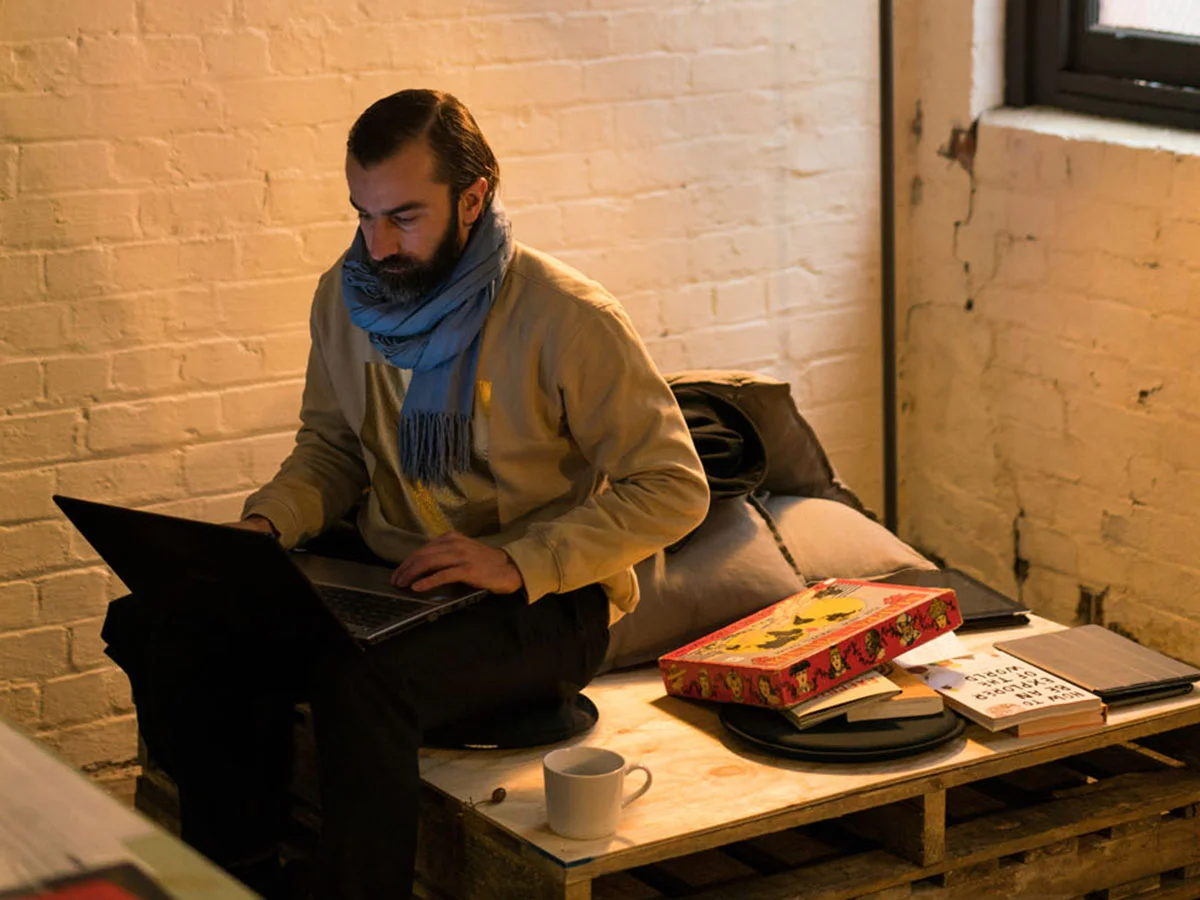 Timothy Moore in the Lab Library. Photo: Kristoffer Paulsen