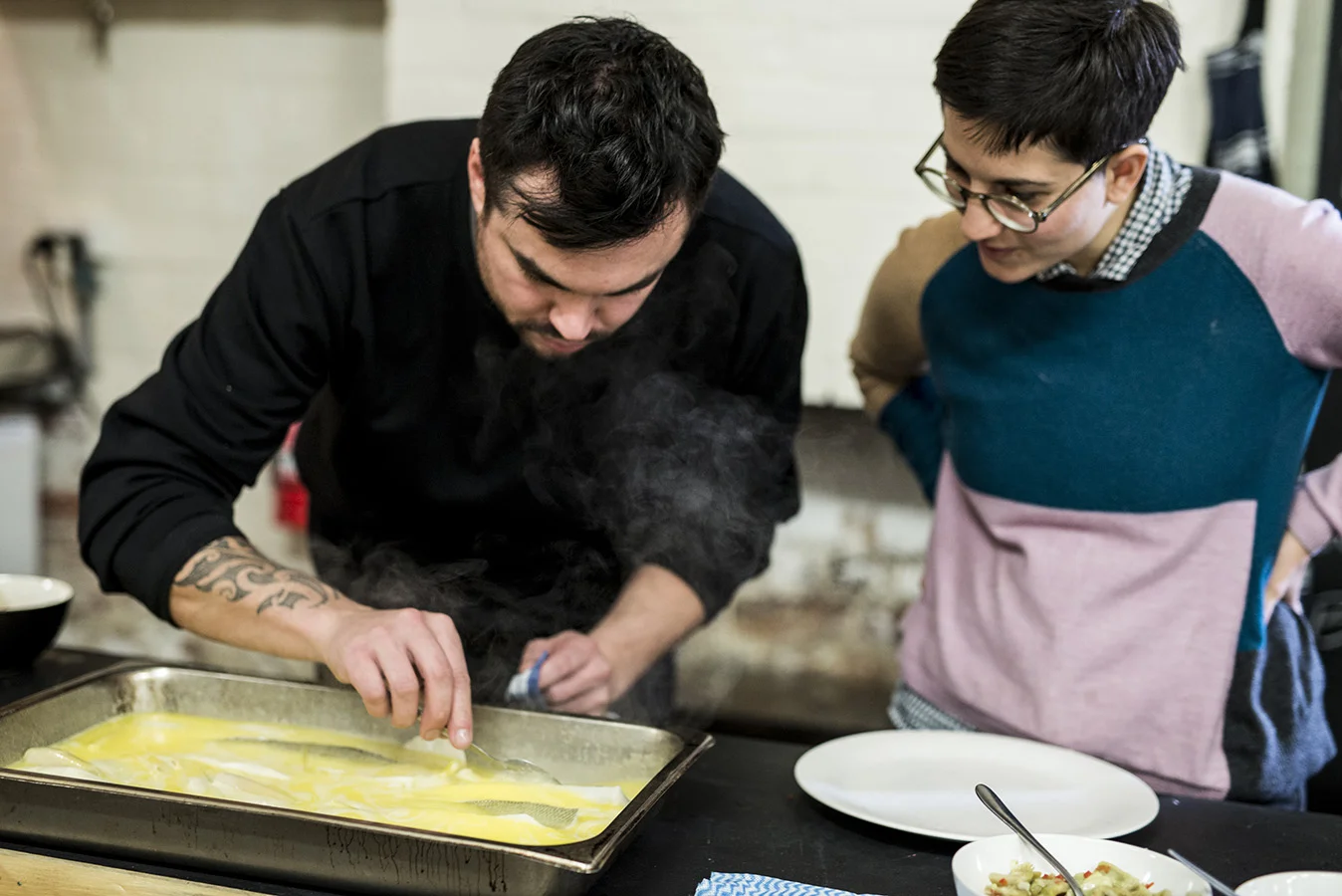 Peter and Gab cook. Photo: Pheobe Powell.