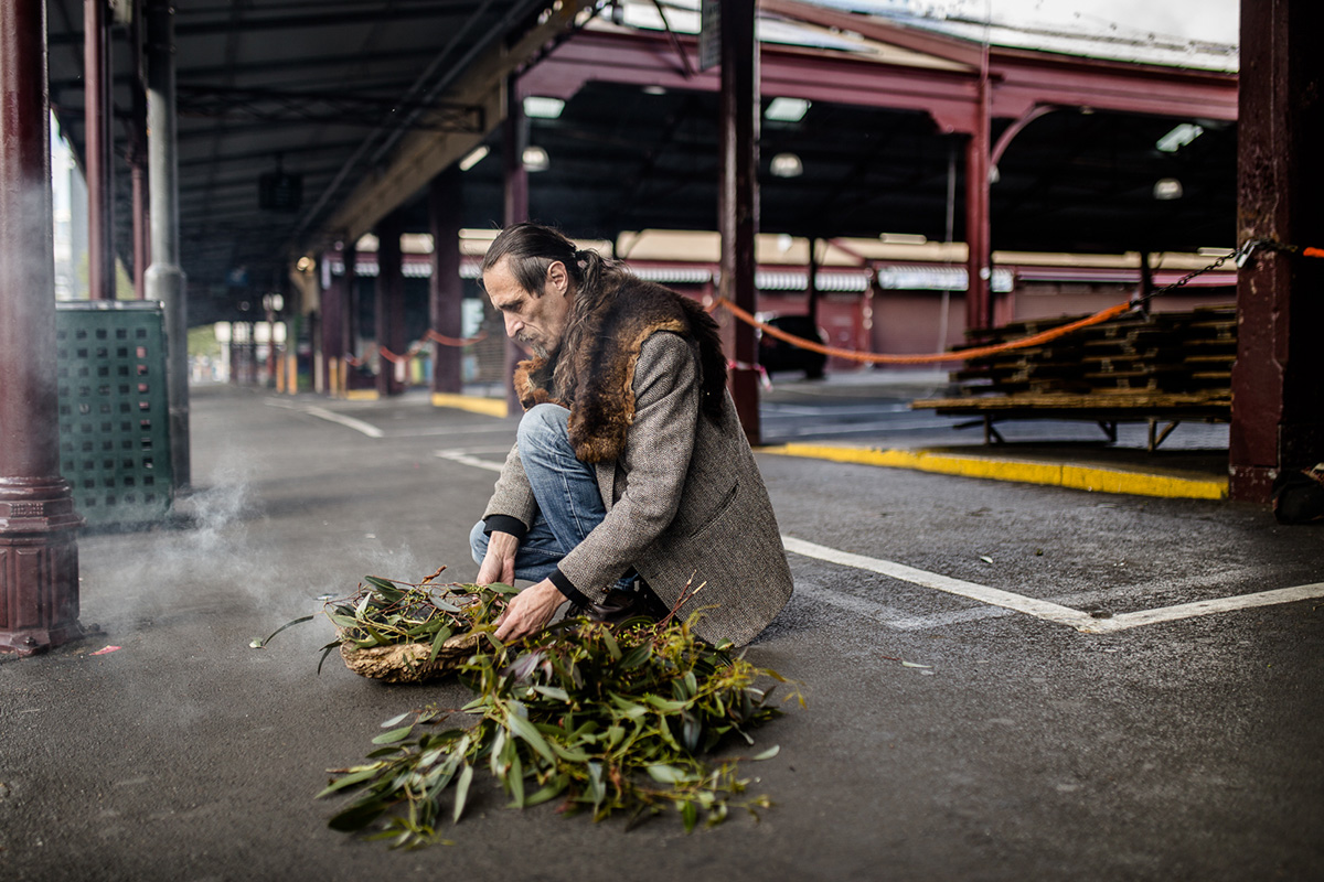 Wurundjeri Elder, Colin Hunter Jr. preparing for a Welcome to Country