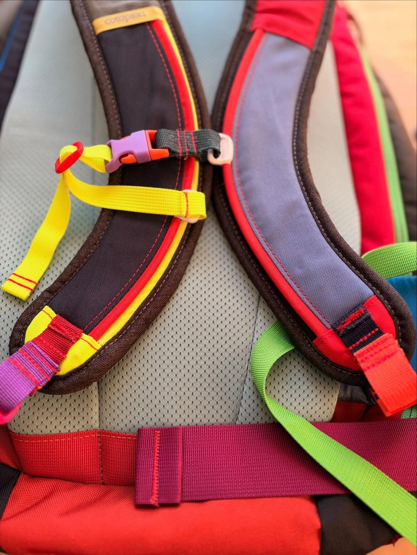 I&rsquo;ve always loved color blocking and @cotopaxi does it well. Fun little project repairing all the chewed up straps from a customers dog 🙃. I love seeing that she also repaired some until she could get it to me! #diy #ifitsbrokefixit #boltwest 