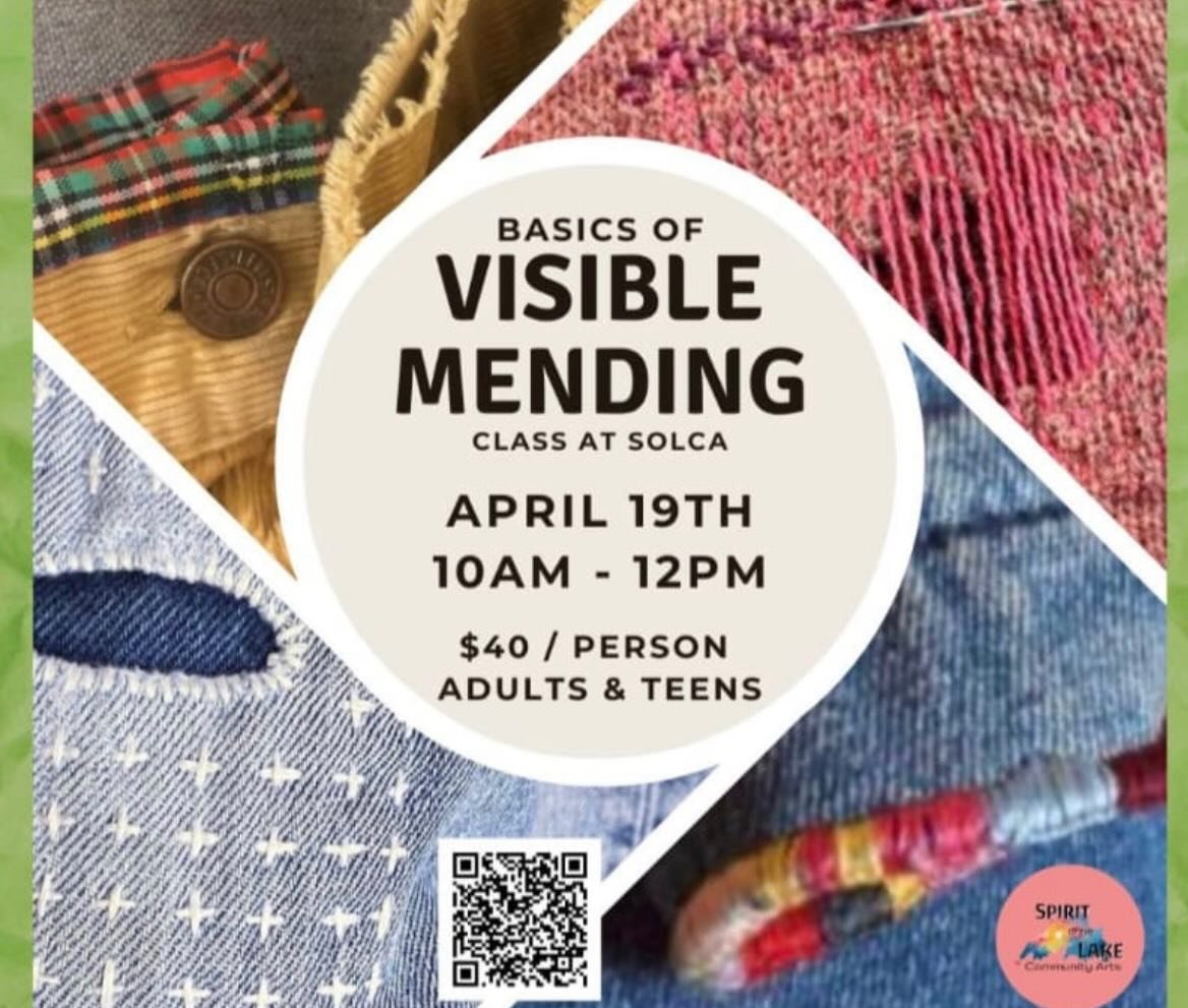 This Sunday April 19th from 10 am - 12 pm at @spiritofthelakearts I&rsquo;m teaching basics of visible mending!! Come join, link in bio!