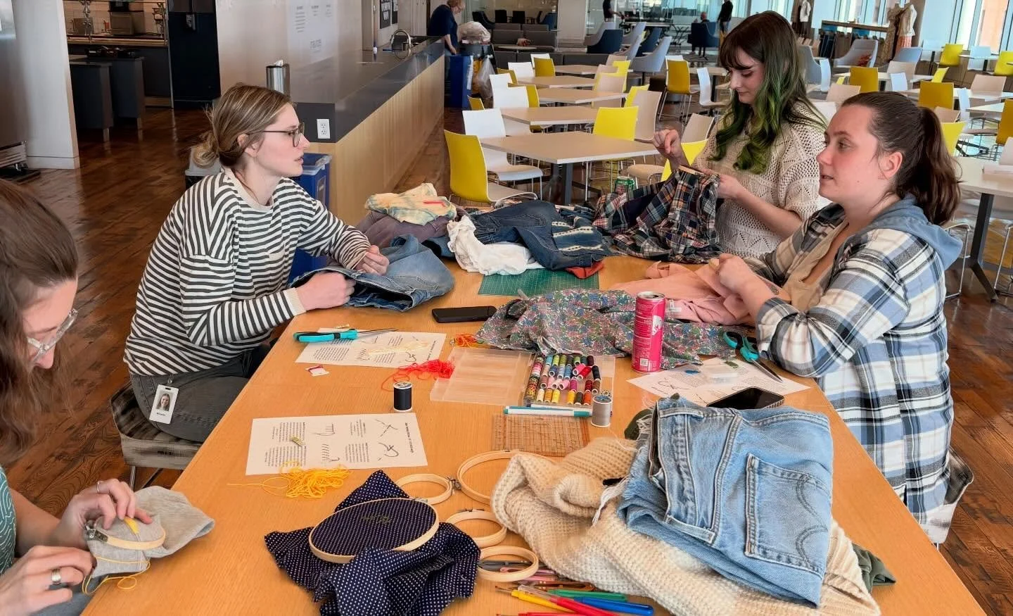Thank you at @maurices and @stitchesinditches for inviting me to teach visible mending on Earth Day🌎! So nice to see familiar places and have that view 👏 #visiblemending #patchitdonttrashit