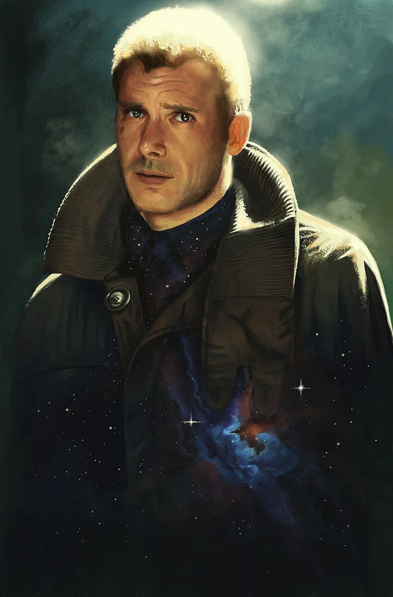 blade runner harrison ford retro portrait in coat