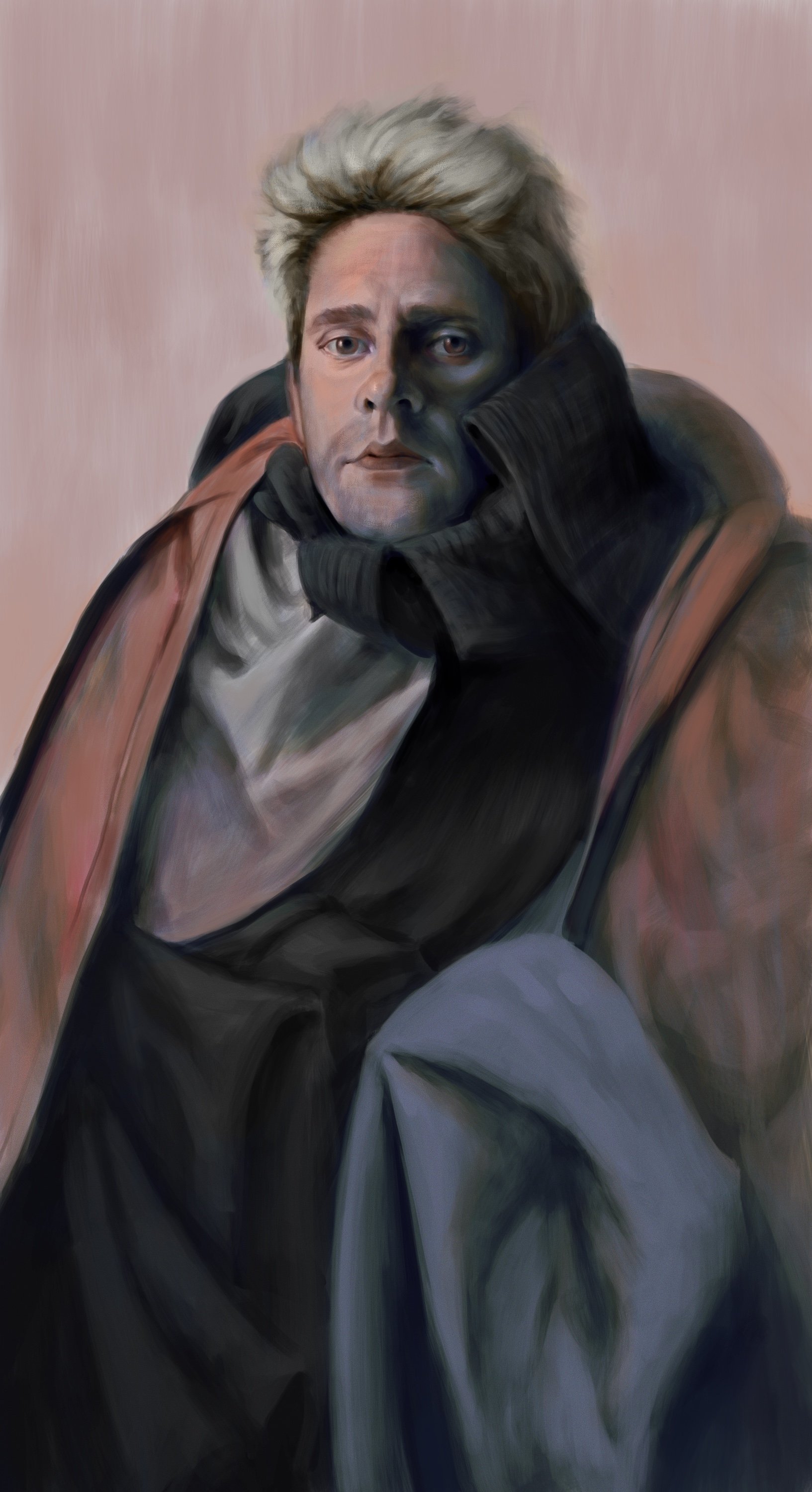 man with too many clothes on fabric dude looking sauve