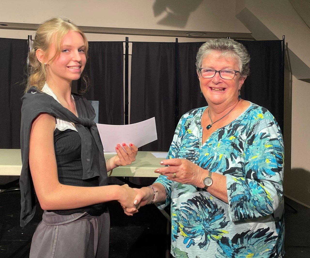 Runner up, Sophia Punt (L) with Artistic Director Ann Ellison BEM (R)