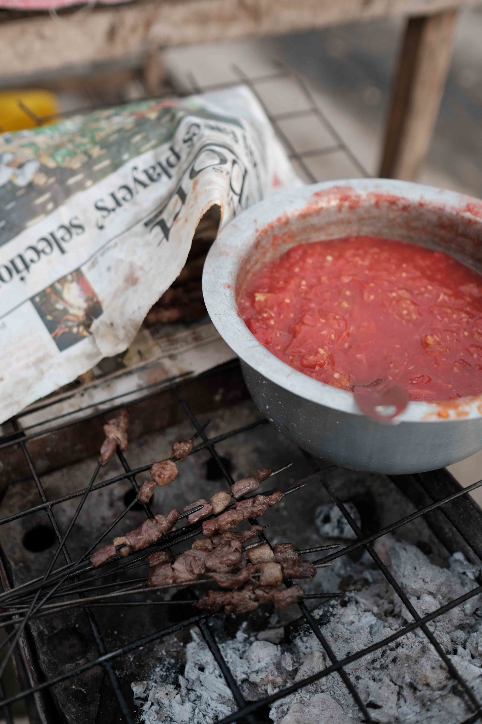 Hot chilly and tomato sauce compliments the grilled meat