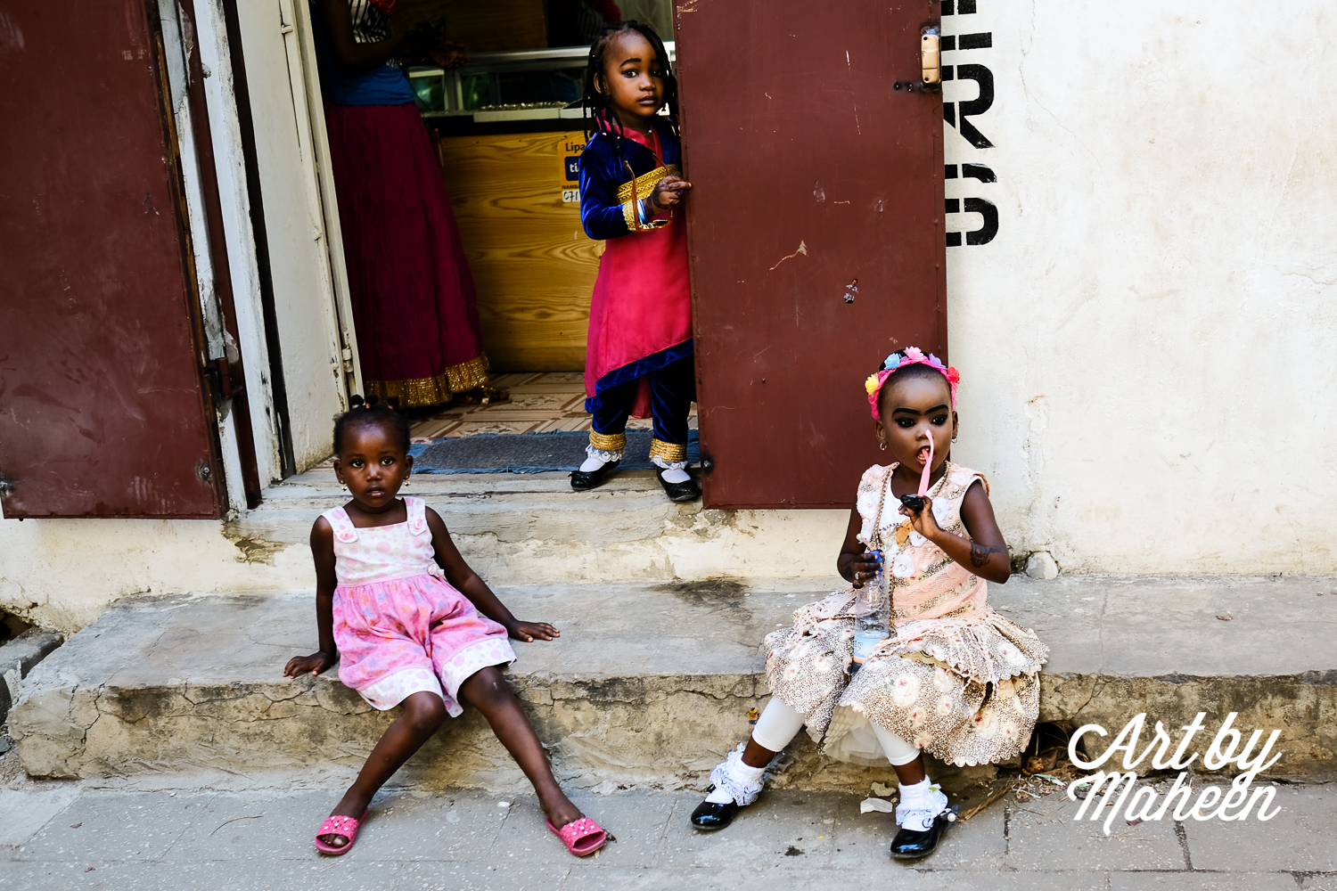  It was Eid Ul Hajj and all the kids were dressed their best in the evening, waiting to be taken out. 