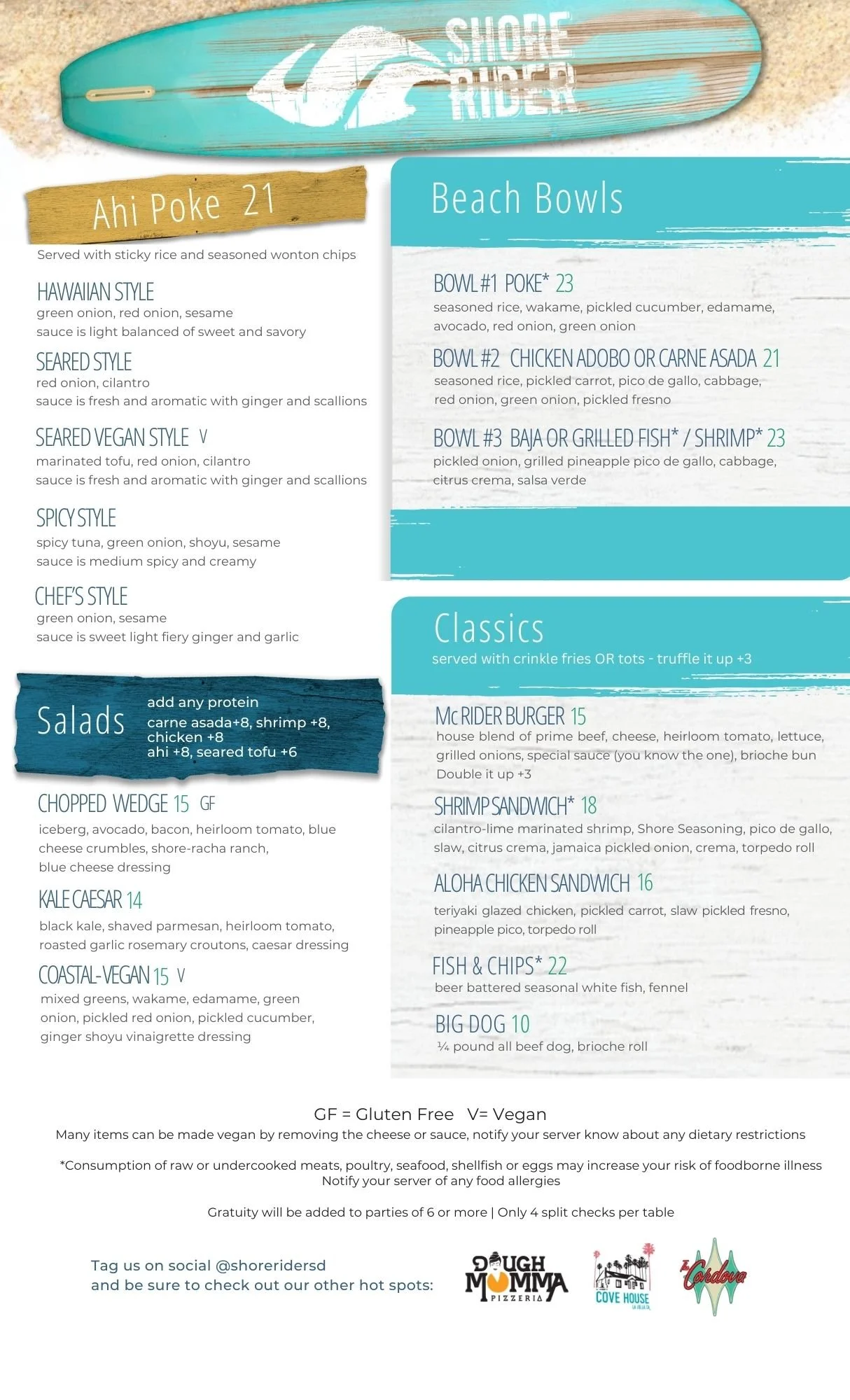Shore Rider-Menu