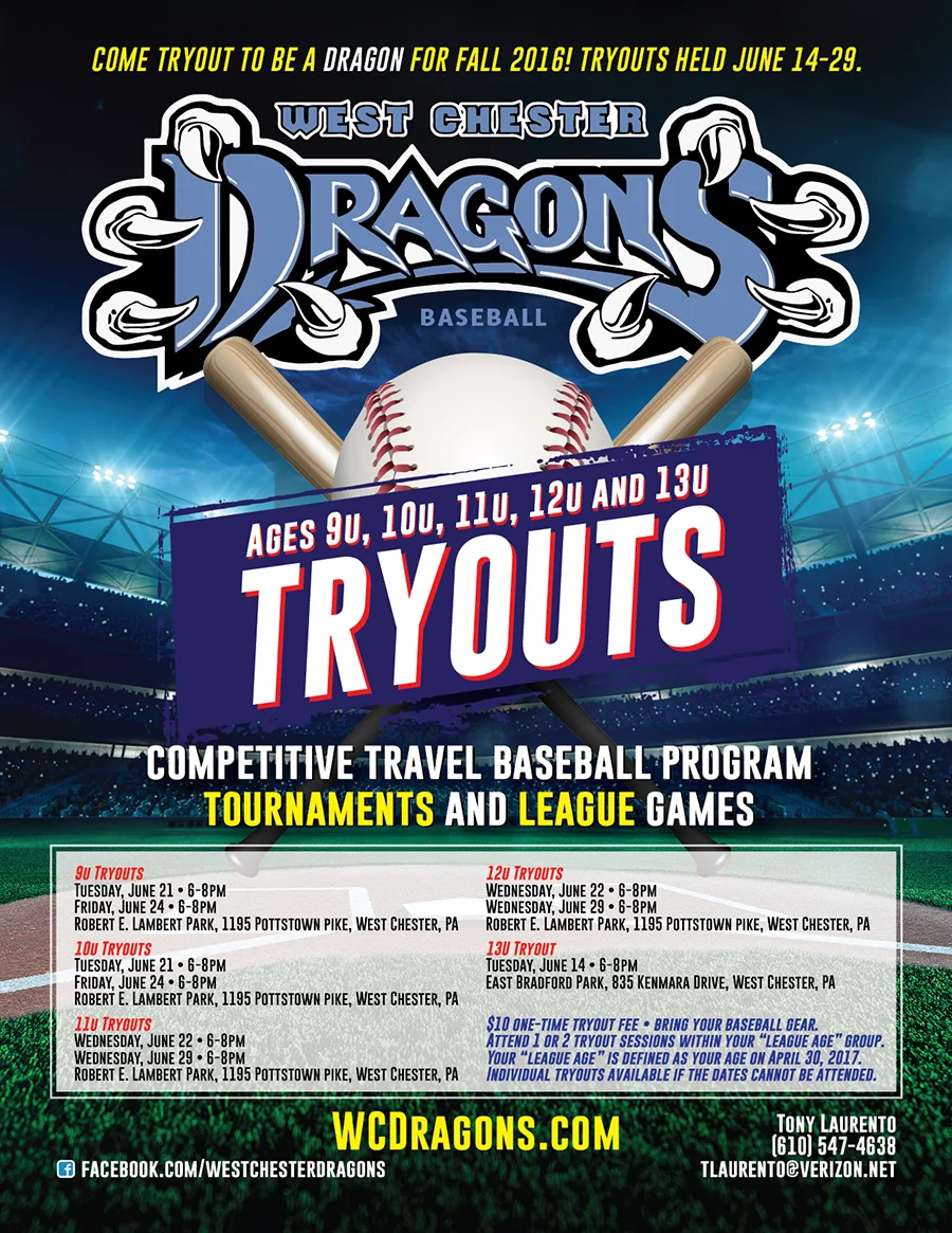 Tryout for the West Chester Dragons Travel Baseball Teams