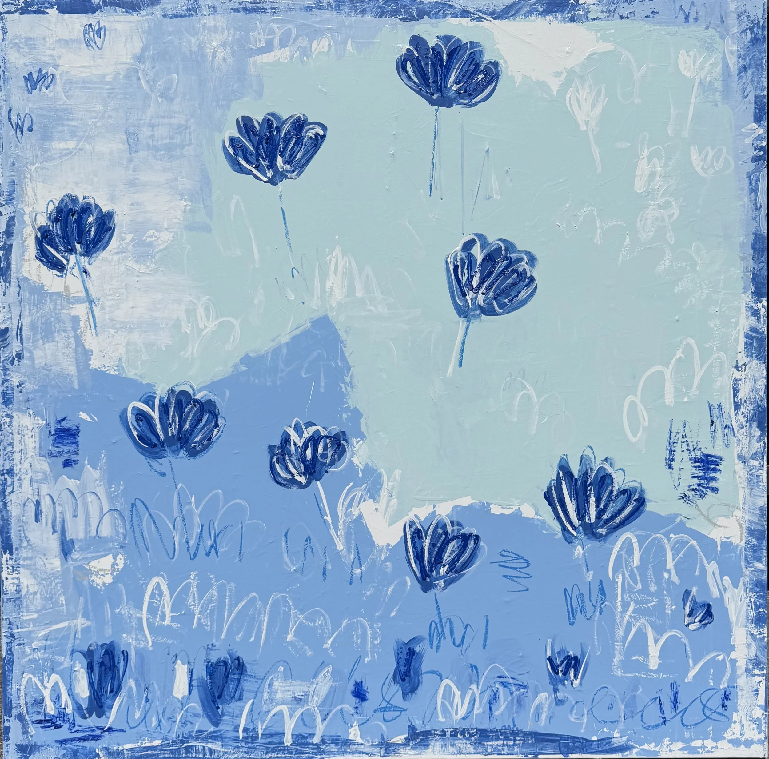 TULIPS IN CENTRAL PARK IN BLUE  ARTWORK