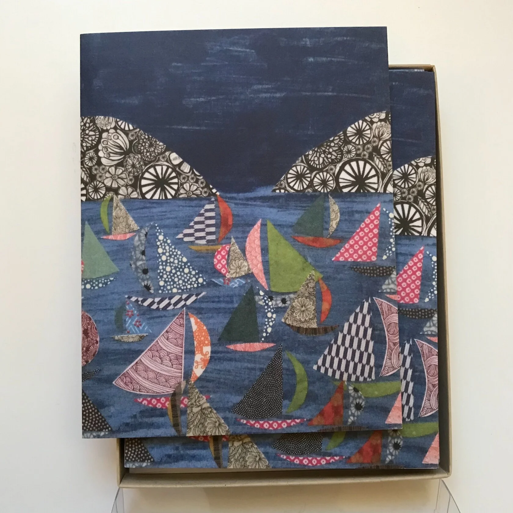 Playful Night Boats Notecard Set