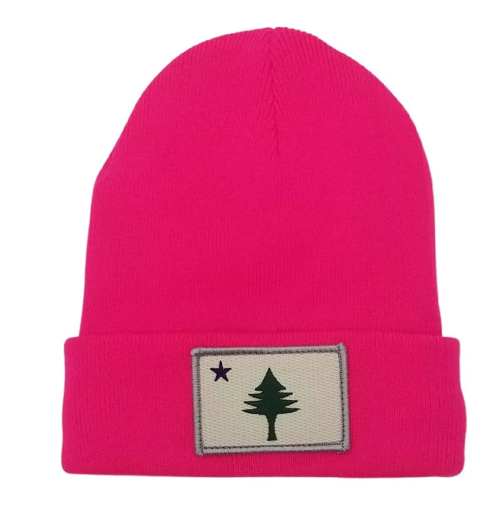 old Maine flag beanie hot pink