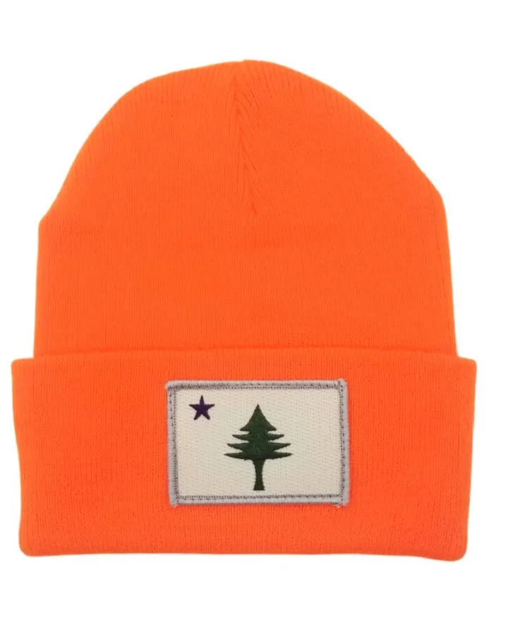 old Maine flag beanie orange hunter