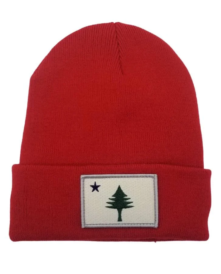 old Maine flag beanie red
