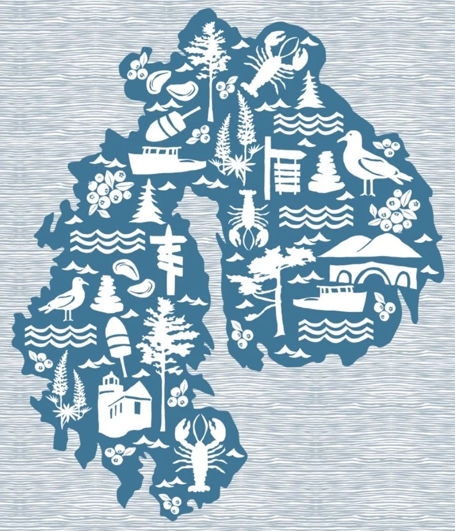 Illustrated Mount Desert Island Archival Print by Jennifer Judd-McGee