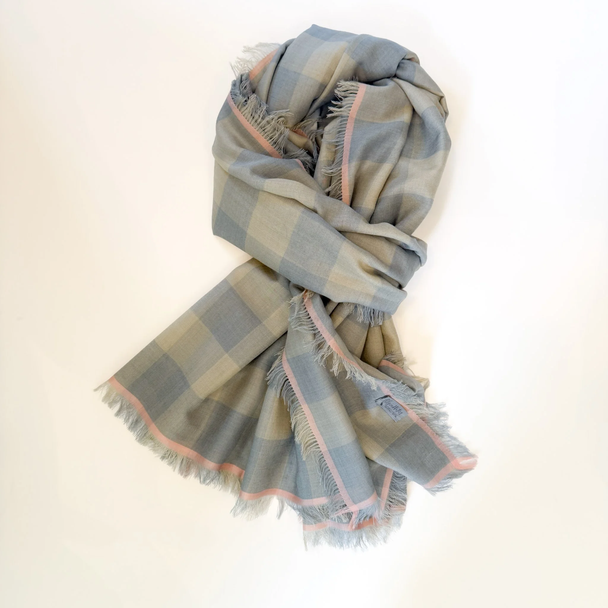 Handmade Wool Silk Gingham Porto Scarf