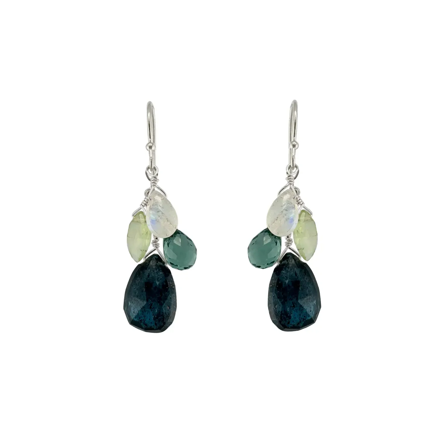 Green Gemstone Cluster Earrings