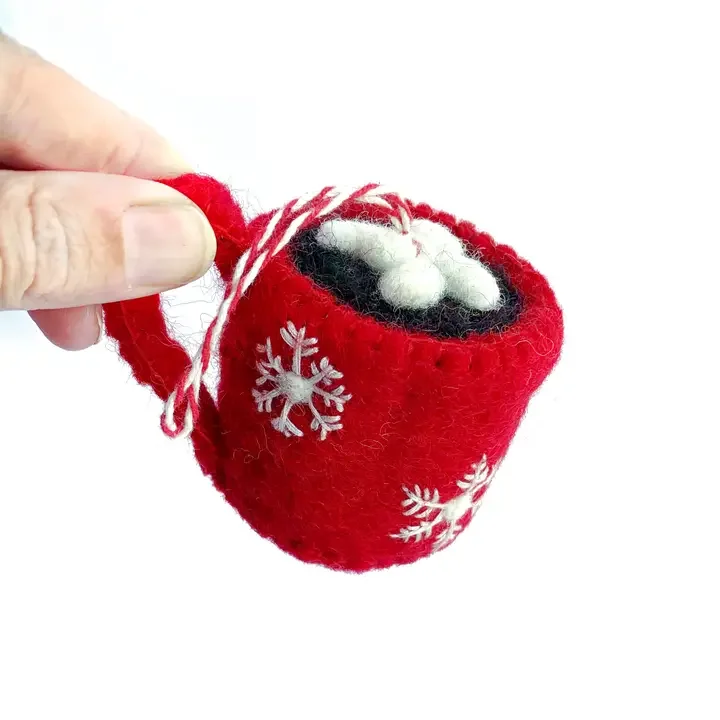 Hot Chocolate Felt Wool Christmas Ornament